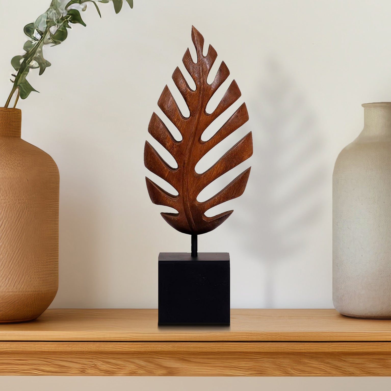 Madilyn Leaf – Hand-Carved Wooden Sculpture, Artistic Home Décor