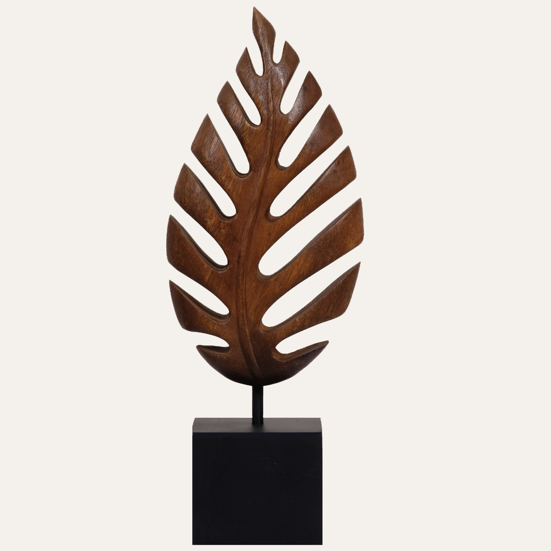 Madilyn Leaf – Hand-Carved Wooden Sculpture, Artistic Home Décor