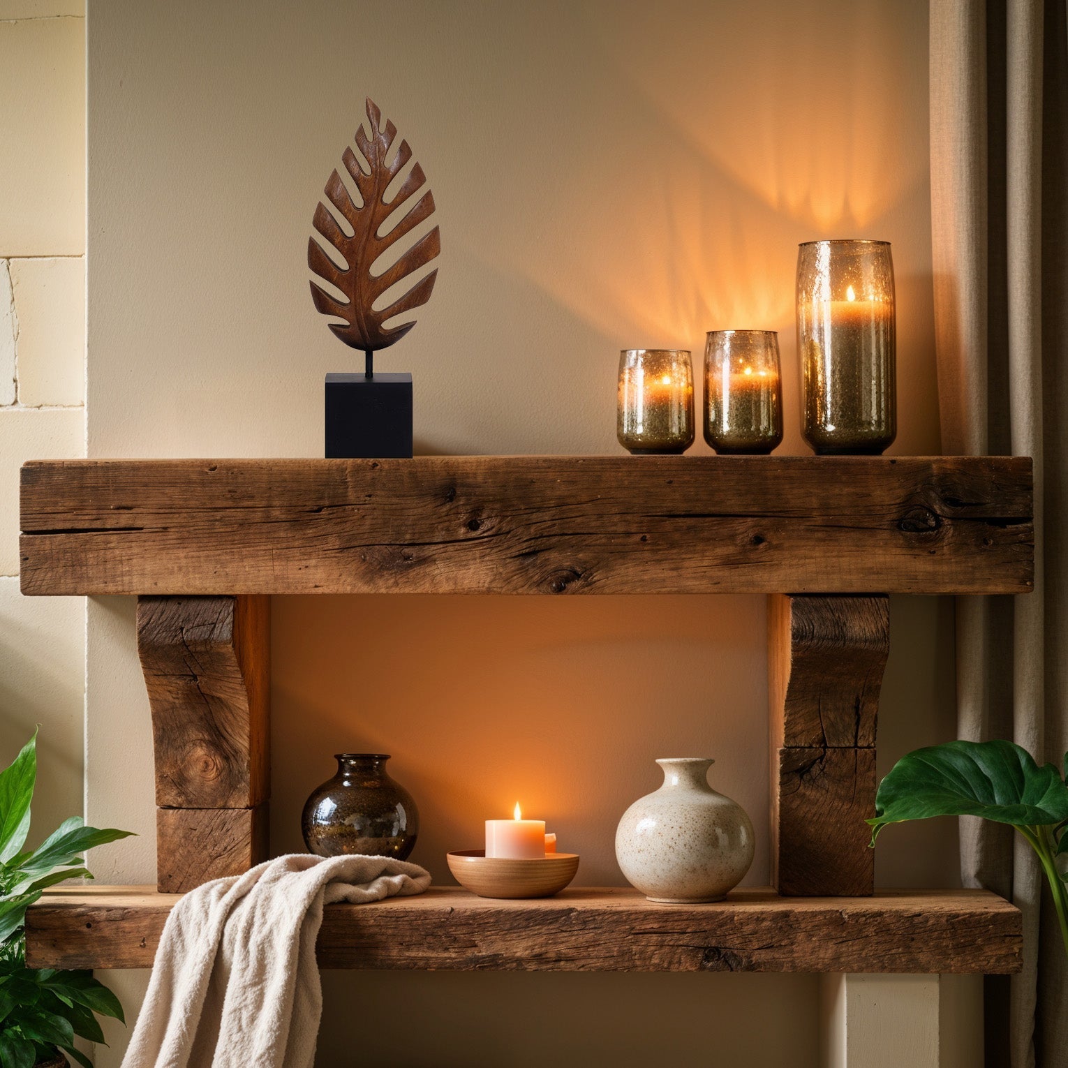Madilyn Leaf – Hand-Carved Wooden Sculpture, Artistic Home Décor