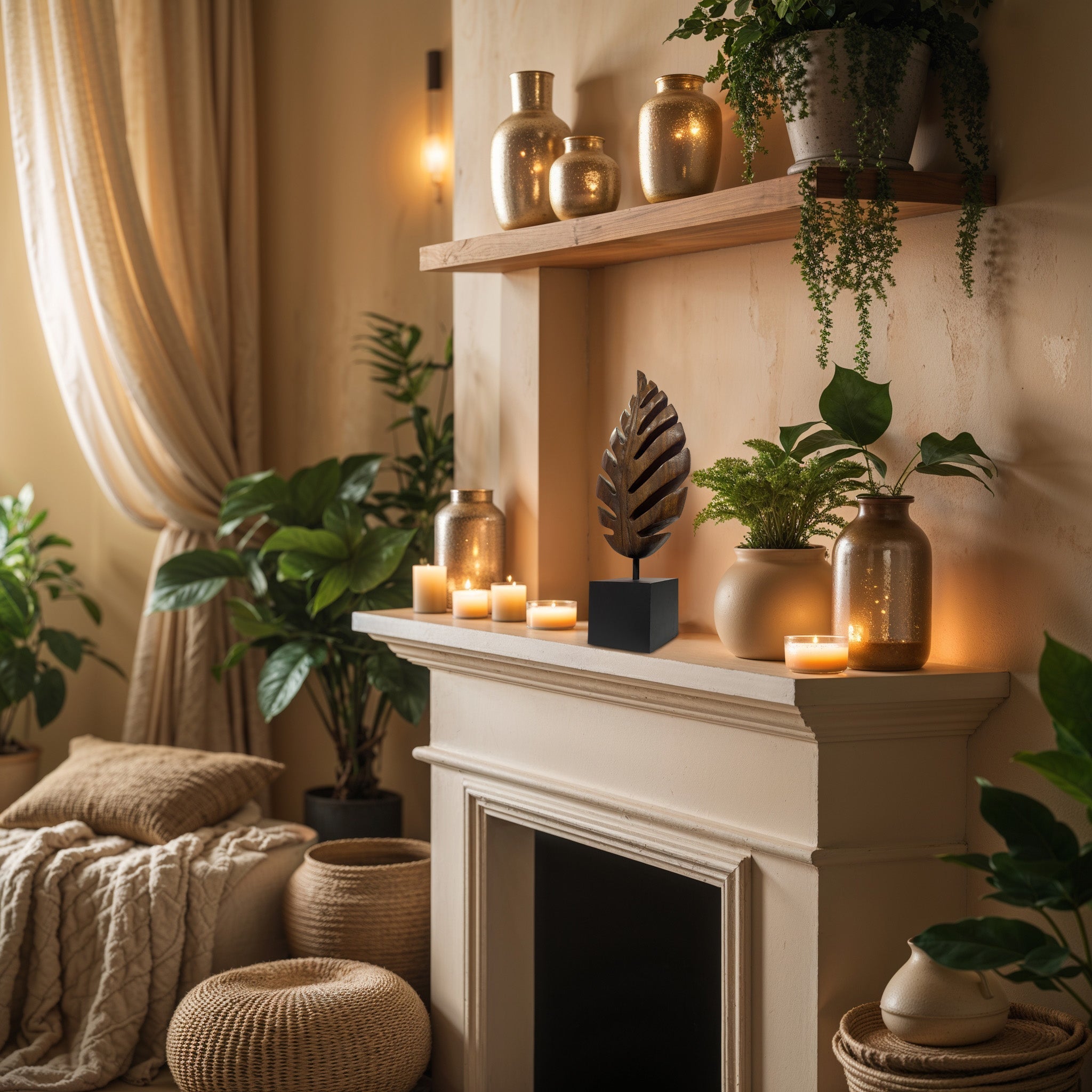Madilyn Leaf – Hand-Carved Wooden Sculpture, Artistic Home Décor