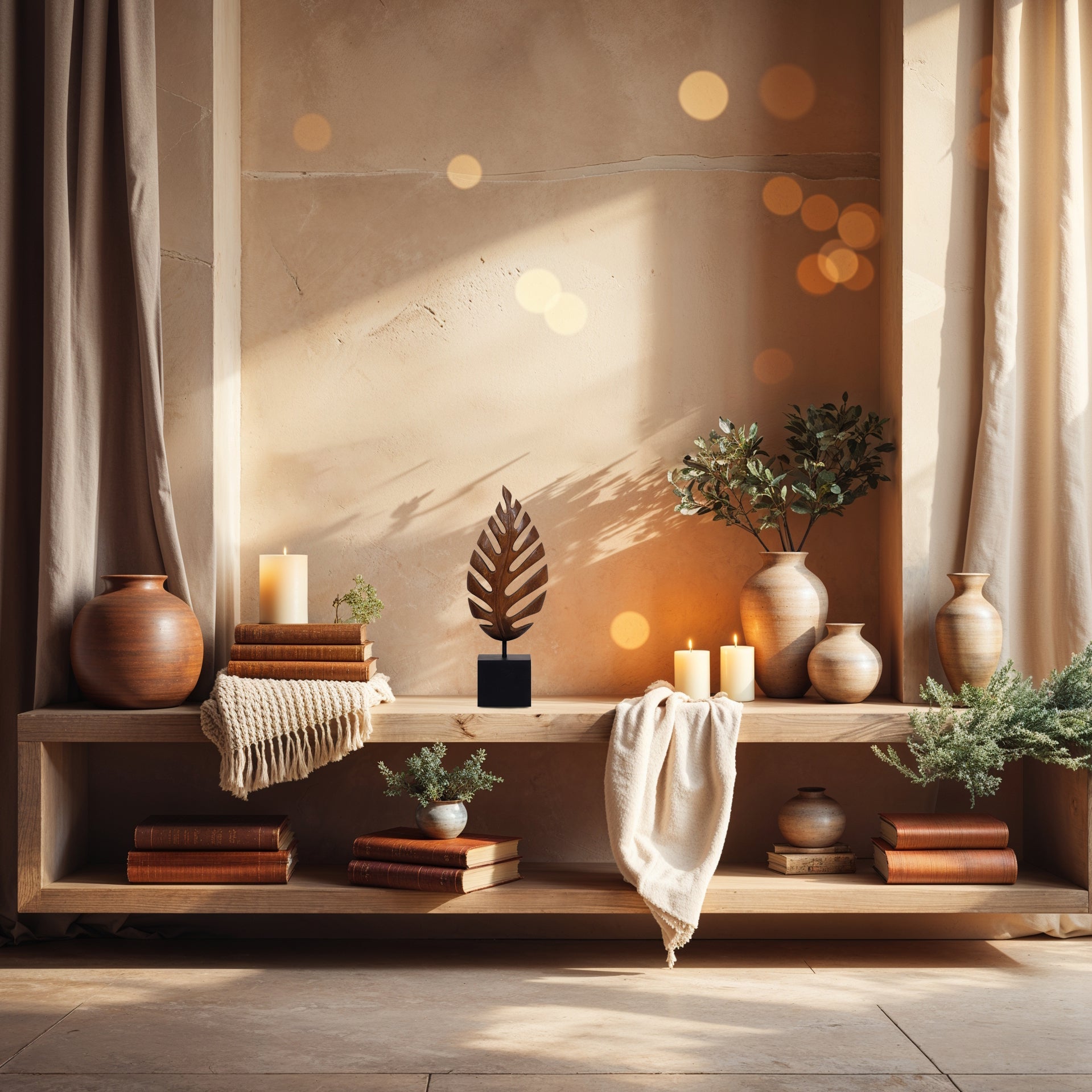 Madilyn Leaf – Hand-Carved Wooden Sculpture, Artistic Home Décor