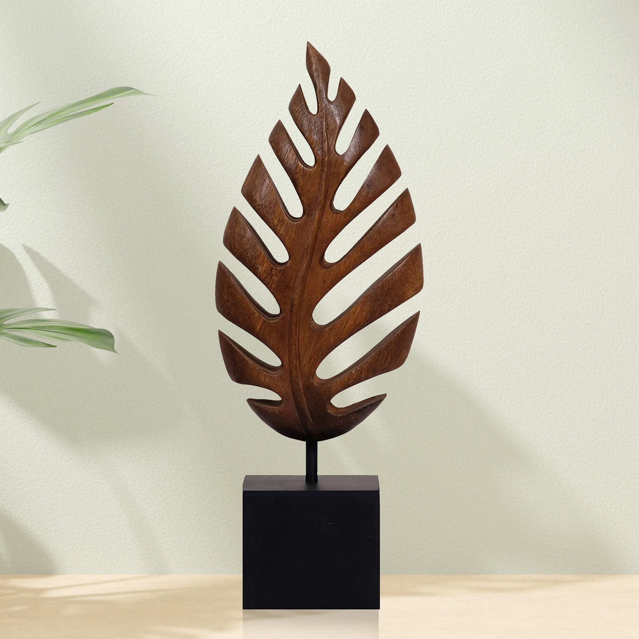Madilyn Leaf – Hand-Carved Wooden Sculpture, Artistic Home Décor