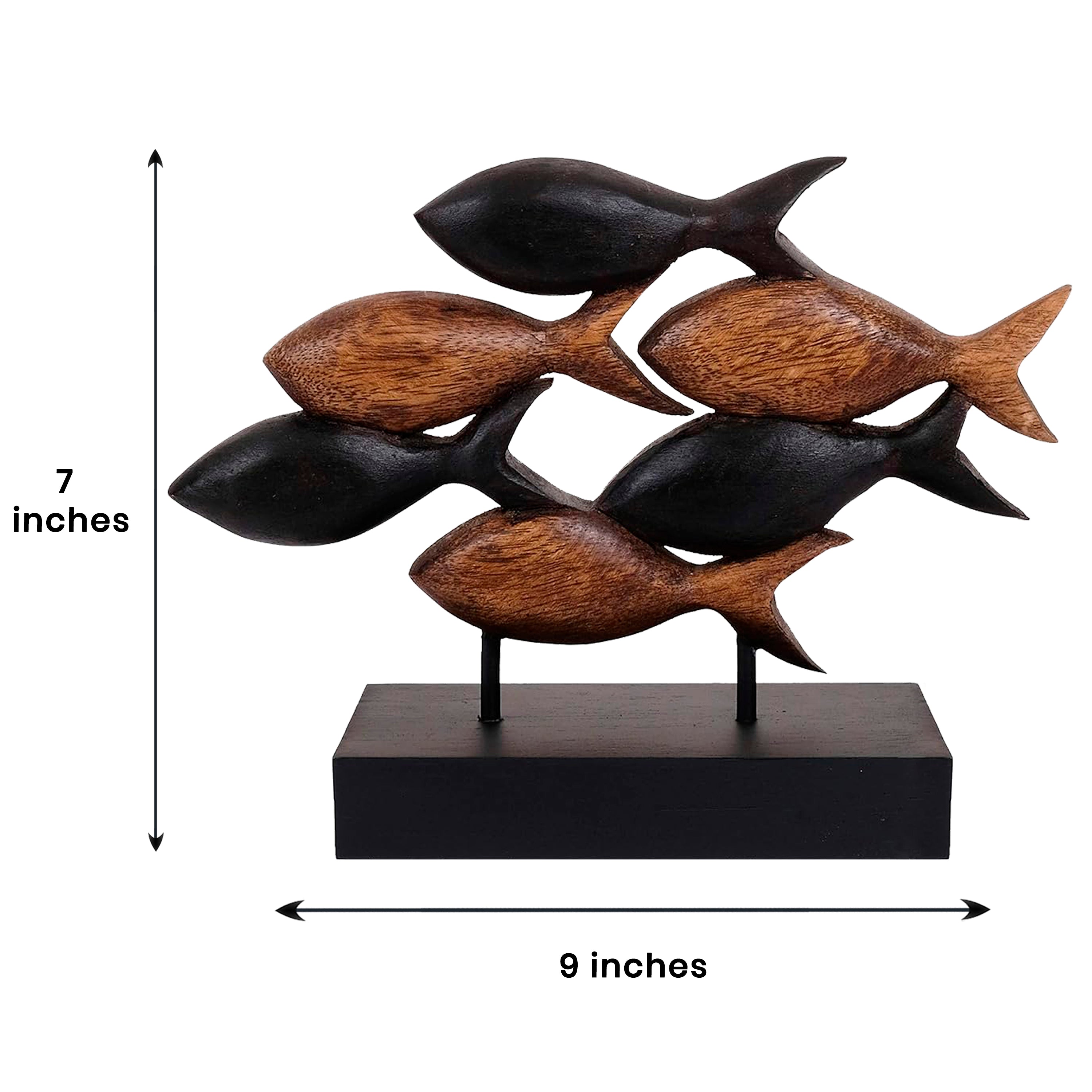 Aqua Serenity – Hand-Carved Wooden Fish Sculpture, Artistic Home Décor