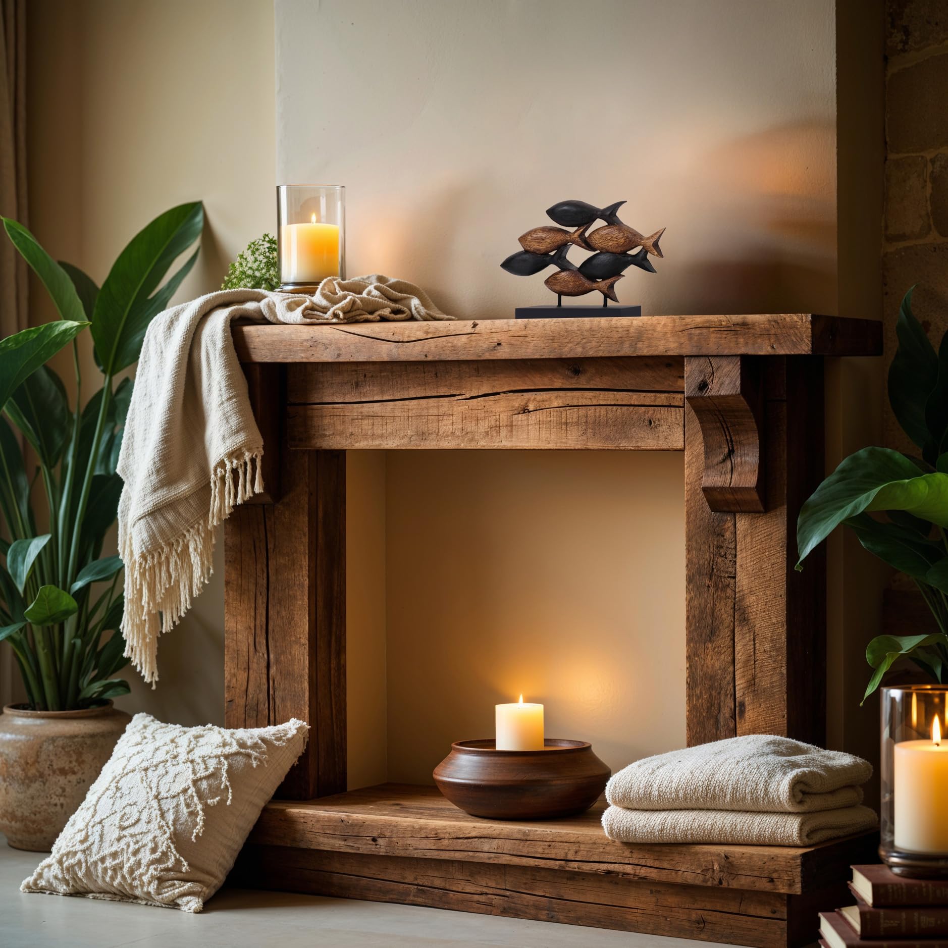 Aqua Serenity – Hand-Carved Wooden Fish Sculpture, Artistic Home Décor