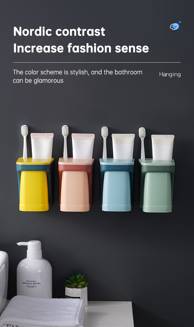 Magnetic Toothbrush Holder with Cup Bathroom Toiletries Storage Rack Wall
