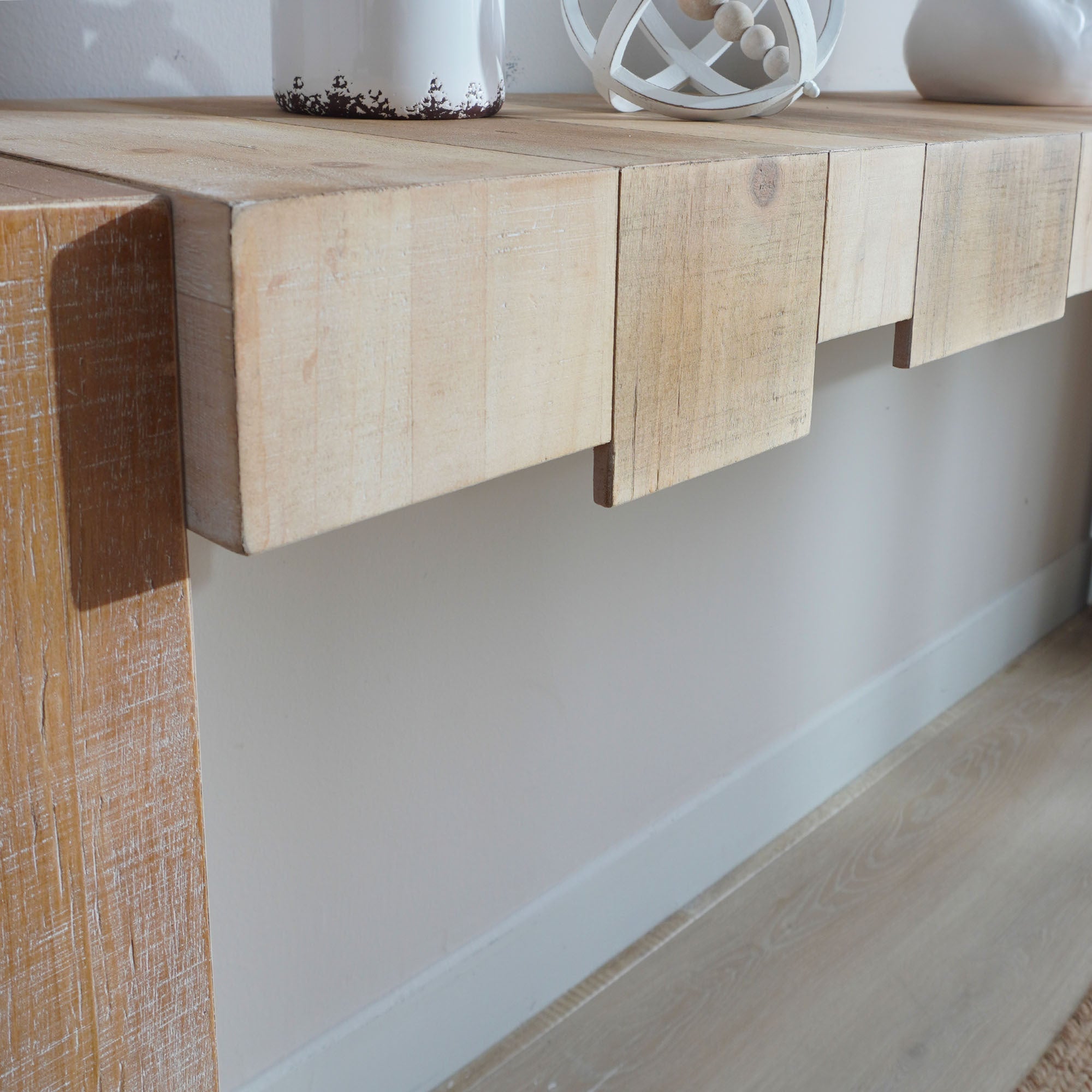 Modern Rustic Console Table, 71' Entryway Table with Sculpted Block Design, Narrow Sofa Table for Hallway, Living Room, Foyer