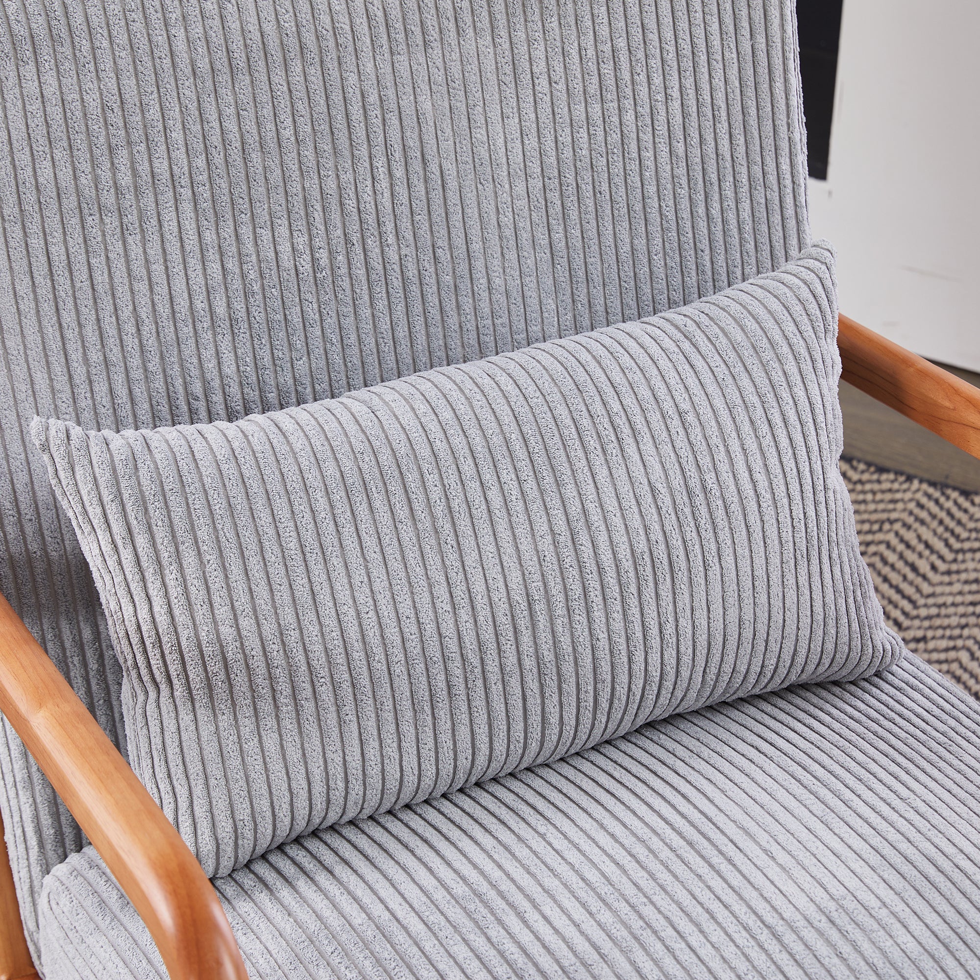 Mid-Century Modern Upholstered Arm Accent Chair with Pillow – Antique Dark Grey
