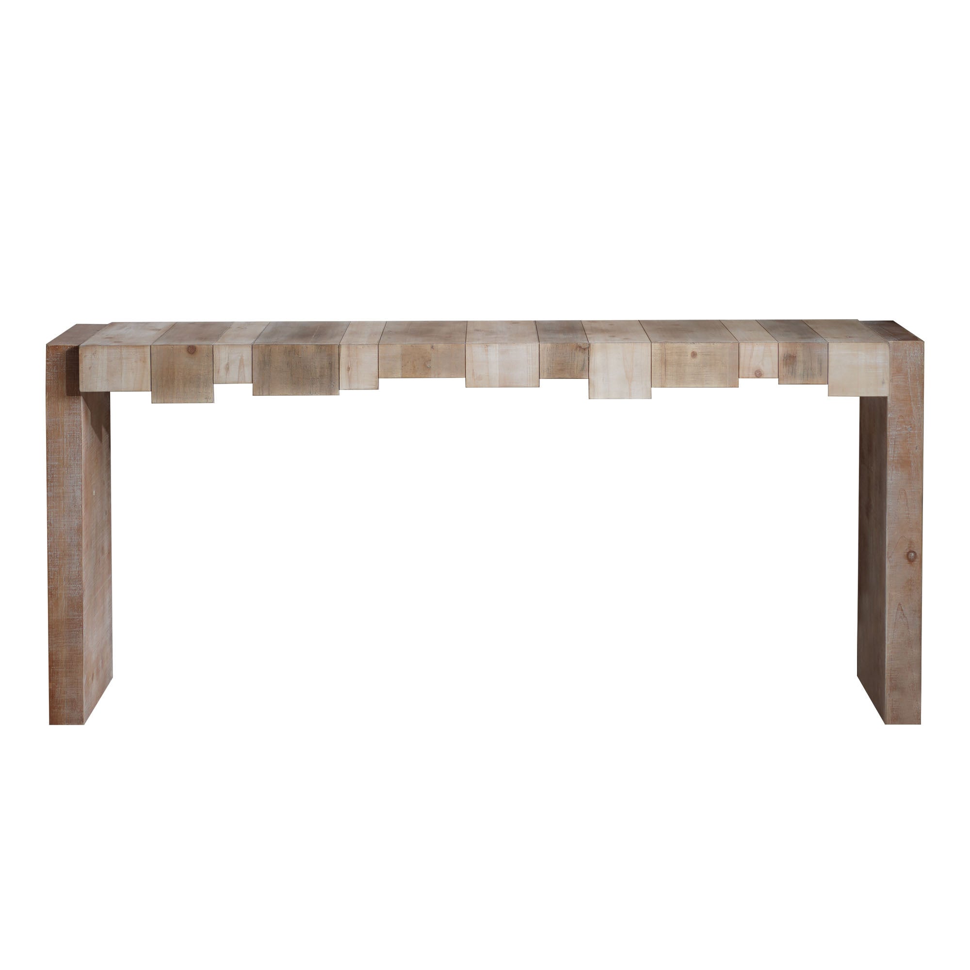 Modern Rustic Console Table, 71' Entryway Table with Sculpted Block Design, Narrow Sofa Table for Hallway, Living Room, Foyer