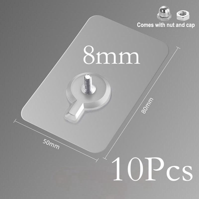 10 Pcs Punch-Free Adhesive Wall Hooks for Drywall & Doors