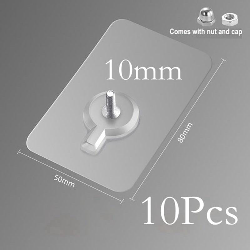 10 Pcs Punch-Free Adhesive Wall Hooks for Drywall & Doors