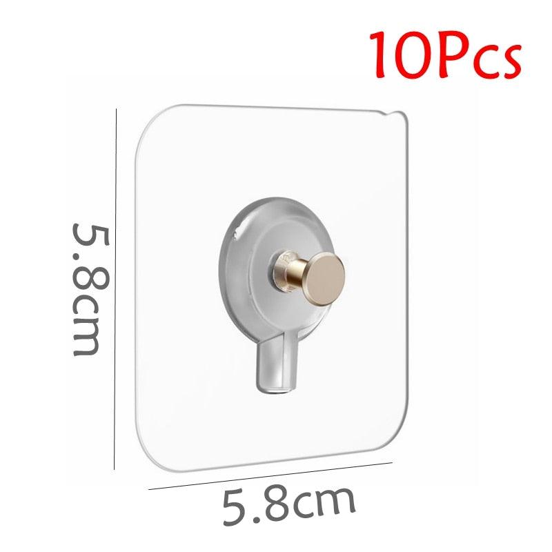 10 Pcs Punch-Free Adhesive Wall Hooks for Drywall & Doors