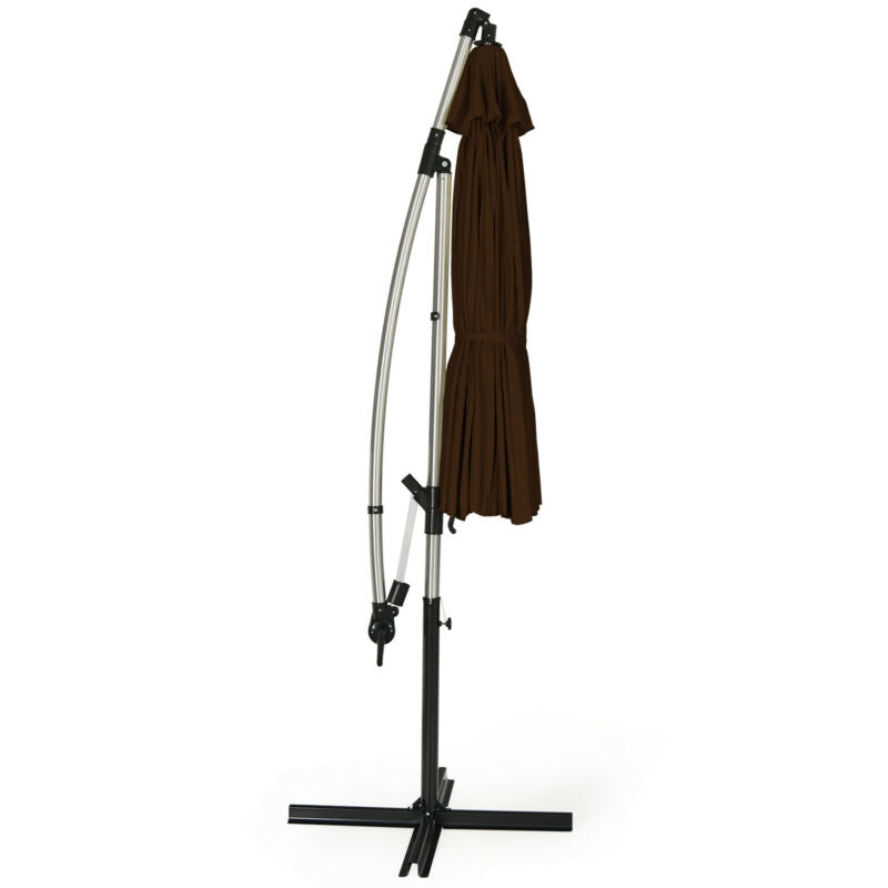10-Foot Offset Patio Hanging Umbrella for Backyard & Poolside – Tan