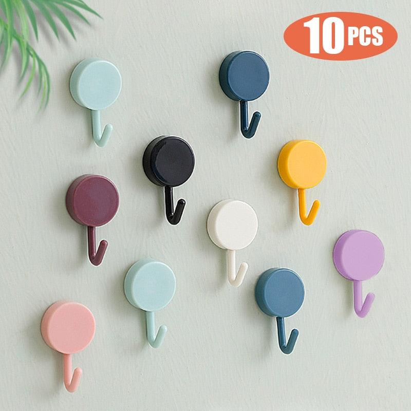 10PCS Strong Self-Adhesive Wall Hooks – No Drilling Needed