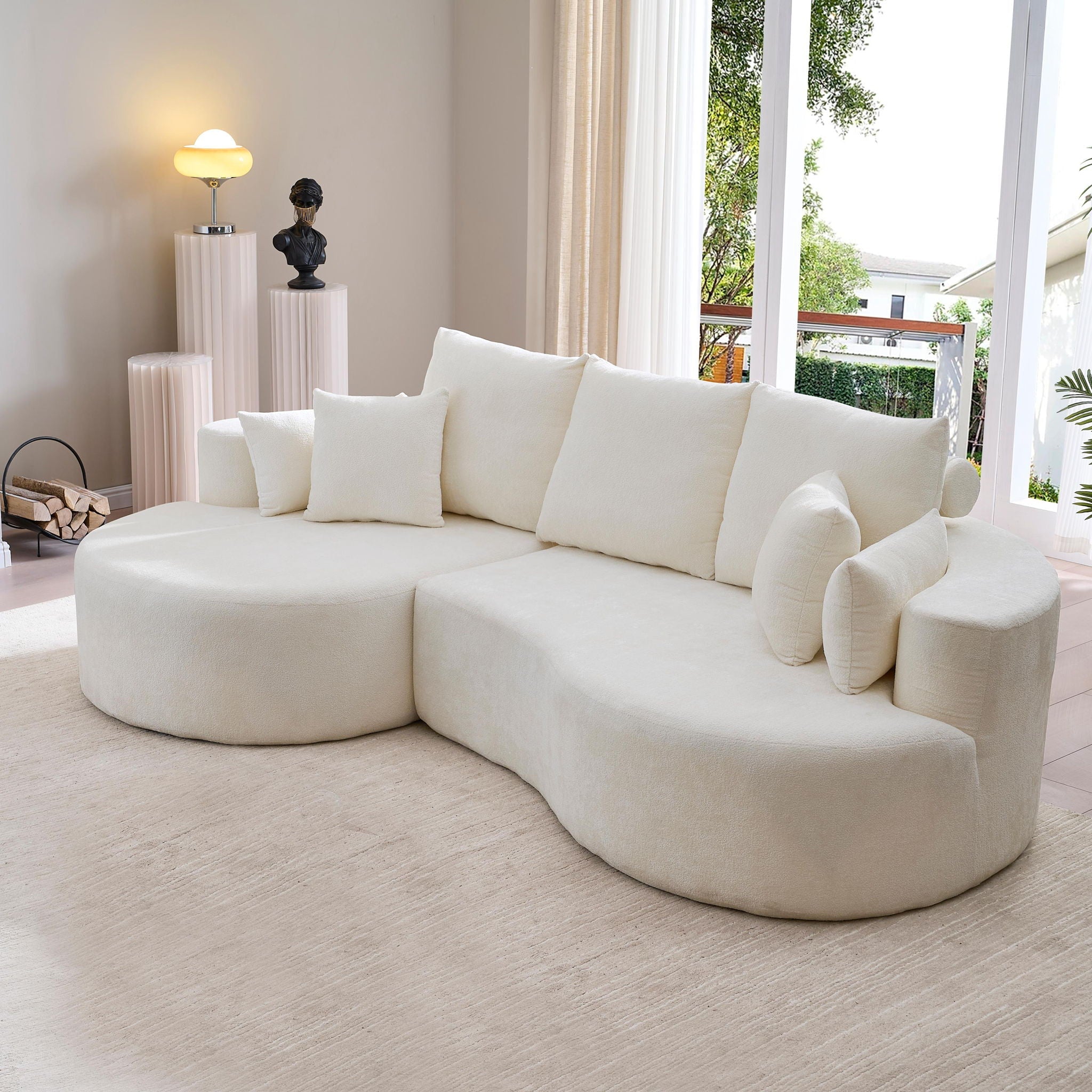 2 Piece Fabric Cloud Curved Sectional Sofa, with Chaise For Living Room
