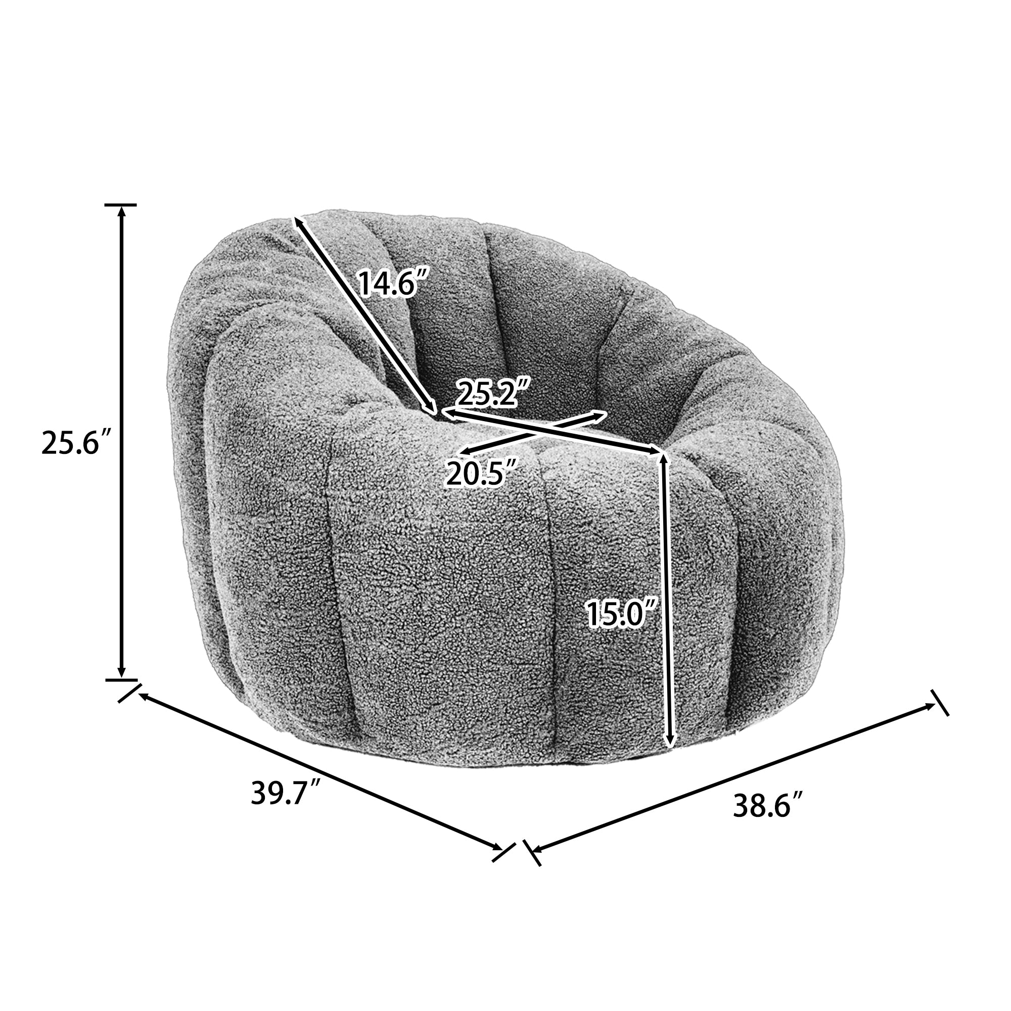 Bean Bag Chair, Bean Bag Sofa Chair with Armrests Stuffed High-Density Foam, Lazy Sofa Comfy Chairs, BeanBag Chair for Adults in Living Room, Bedroom Reading