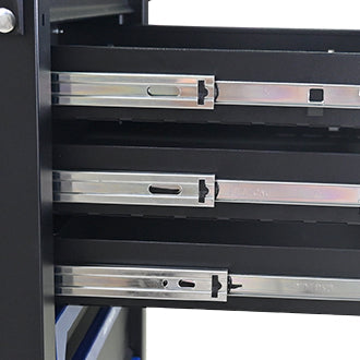 30-inch 7-drawer Wood-top Practical Rolling Steel Tool Cart, With Handle and Wheels, Storage Cabinet for Garages, Warehouses, Repair Shops, Requires Assembly of the the Tool Cart - Black & Blue