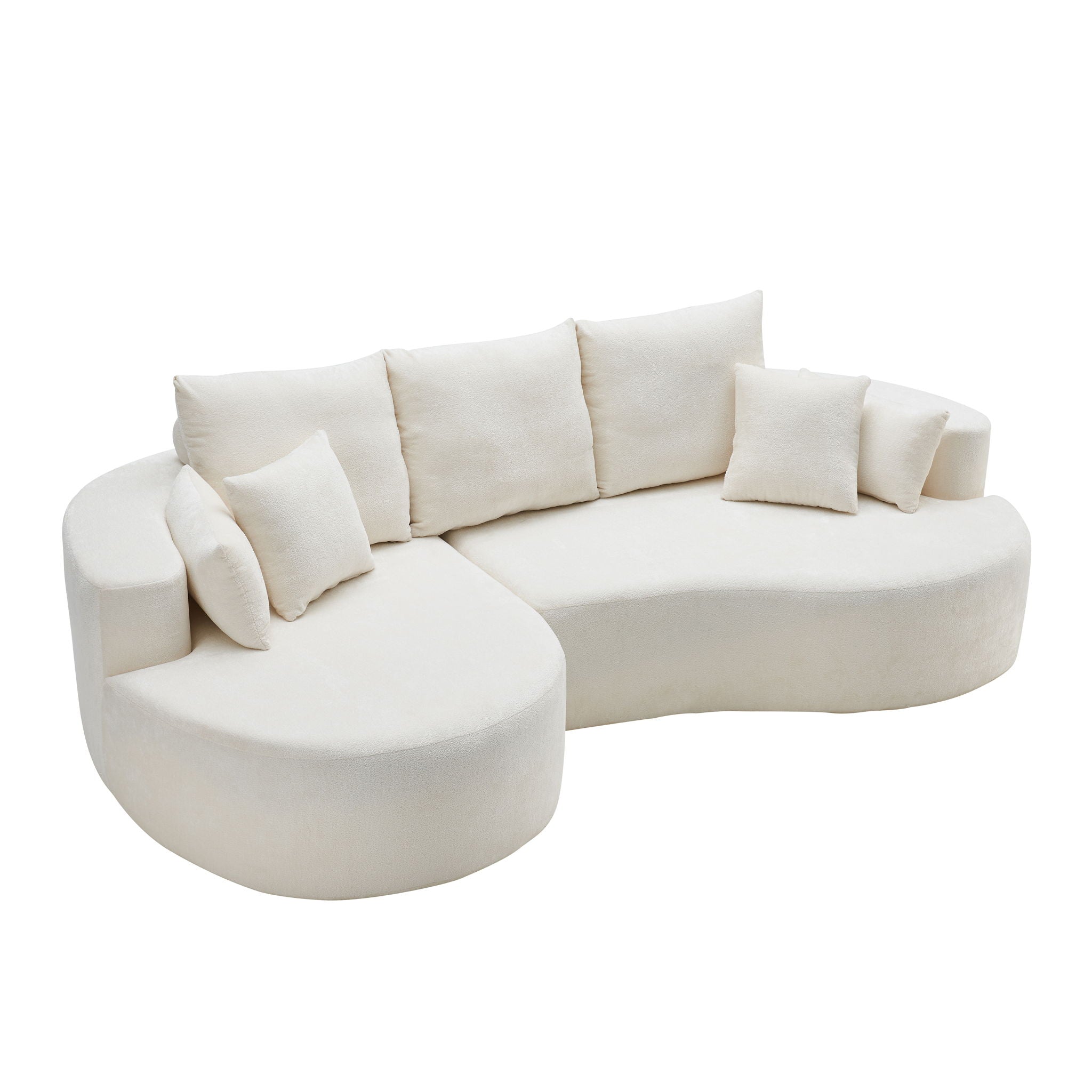2 Piece Fabric Cloud Curved Sectional Sofa, with Chaise For Living Room