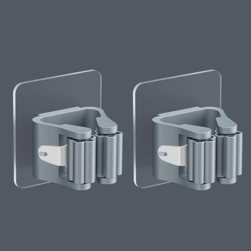 2/4 PCS Wall-Mounted Suction Hooks Mop & Broom Organizer