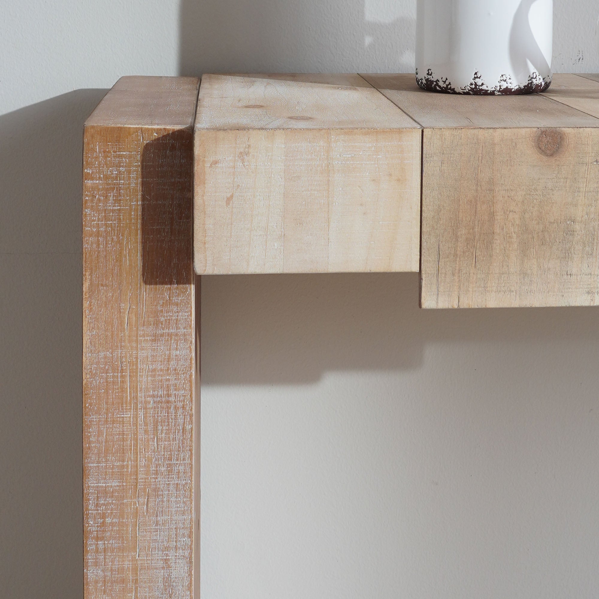 Modern Rustic Console Table, 71' Entryway Table with Sculpted Block Design, Narrow Sofa Table for Hallway, Living Room, Foyer