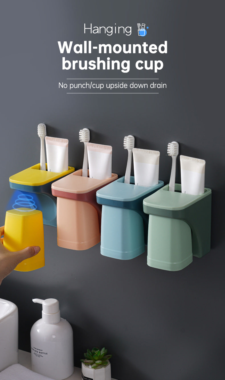 Magnetic Toothbrush Holder with Cup Bathroom Toiletries Storage Rack Wall