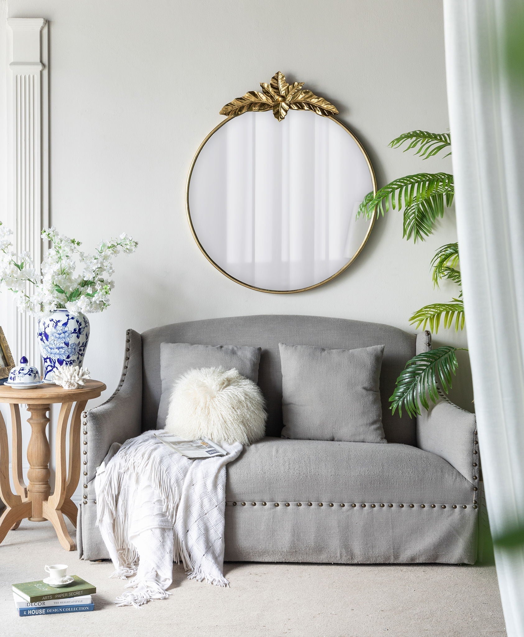 Large Round Wall Mirror With Metal Frame Circle Accent Mirror For Living Room Bedroom Entryway - Gold
