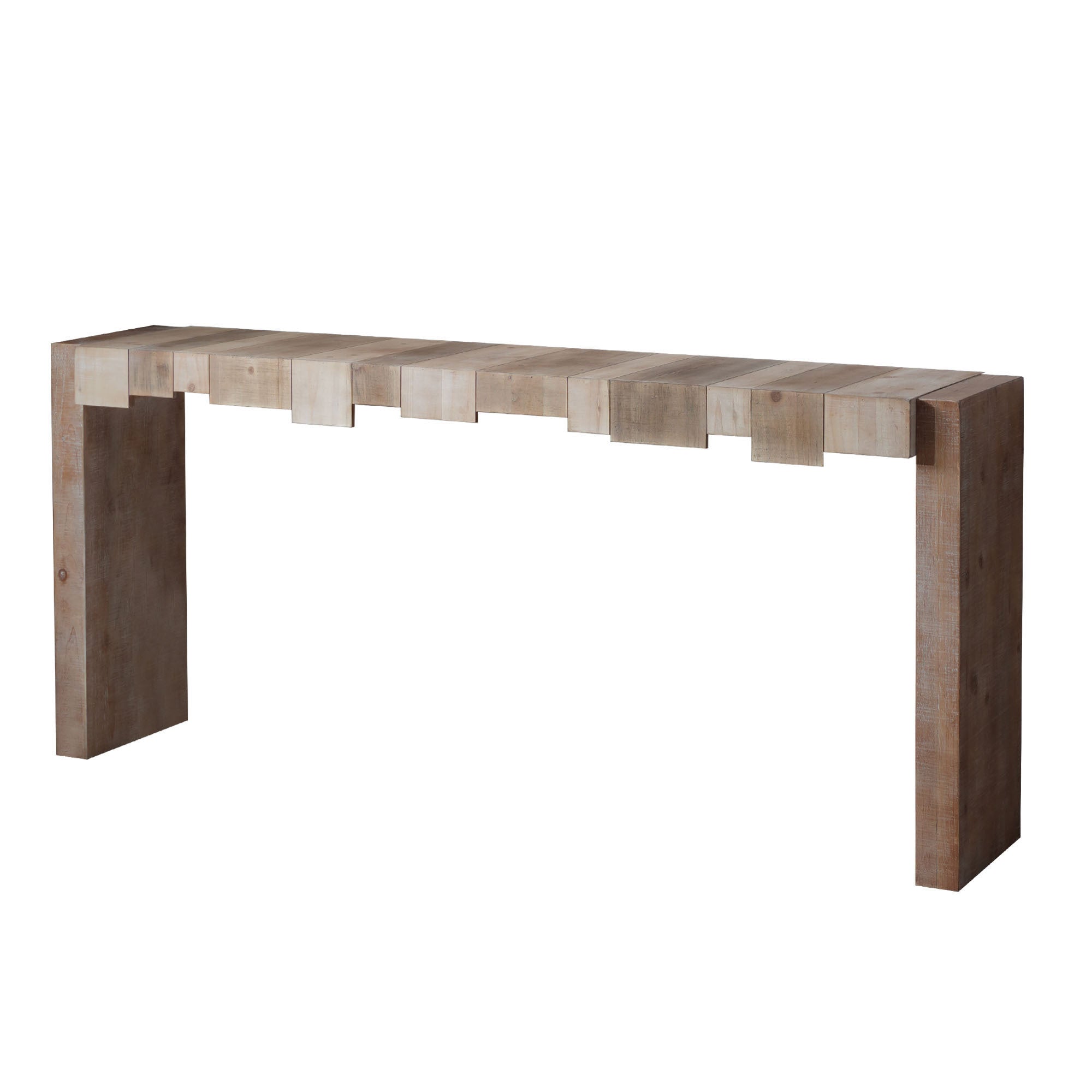 Modern Rustic Console Table, 71' Entryway Table with Sculpted Block Design, Narrow Sofa Table for Hallway, Living Room, Foyer