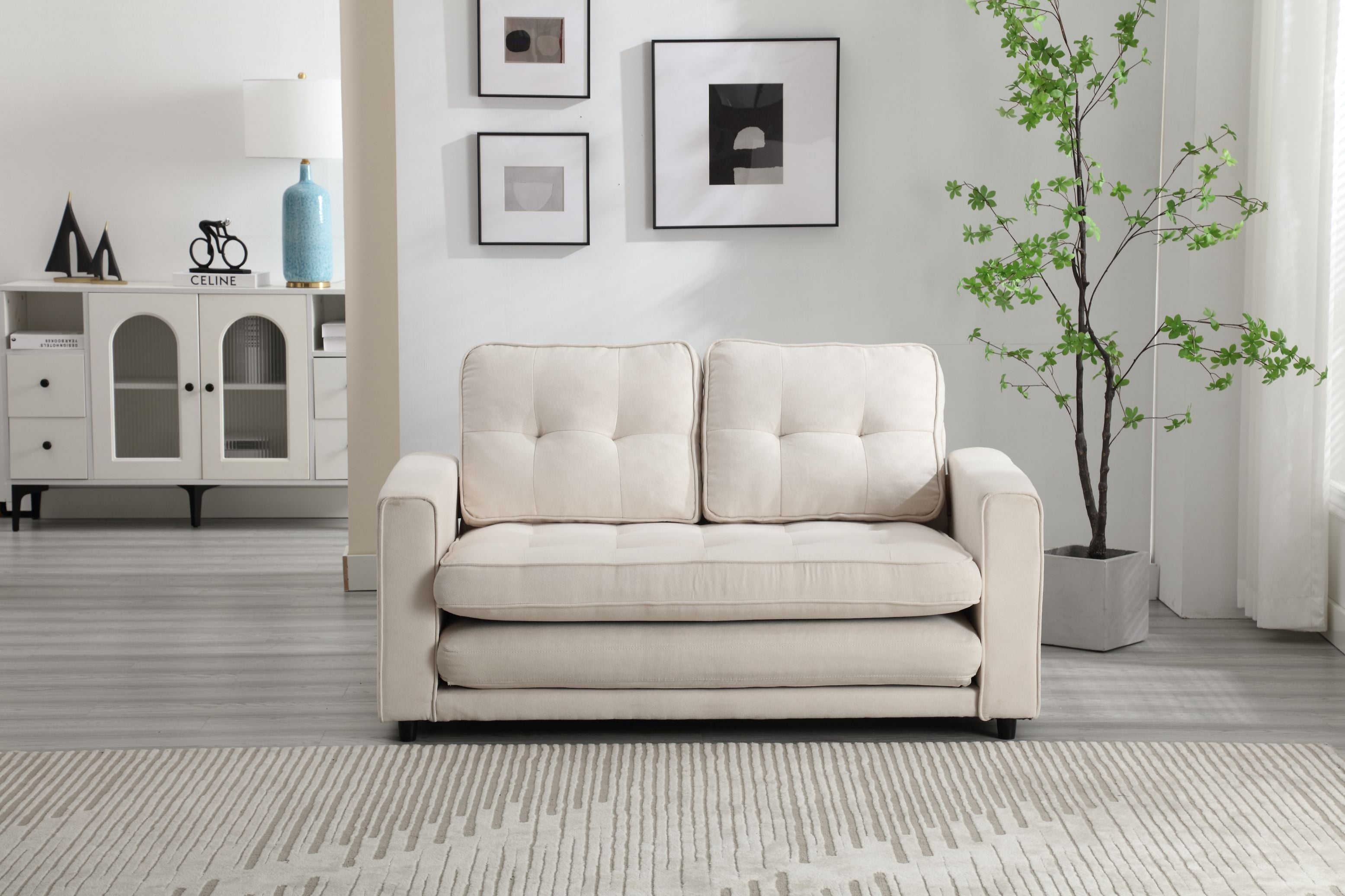 3-Fold Convertible Futon Sofa Bed Space-Saving Loveseat