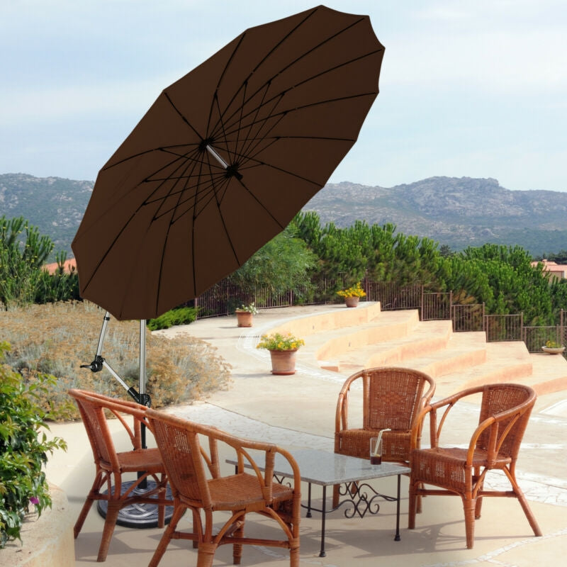 10-Foot Offset Patio Hanging Umbrella for Backyard & Poolside – Tan