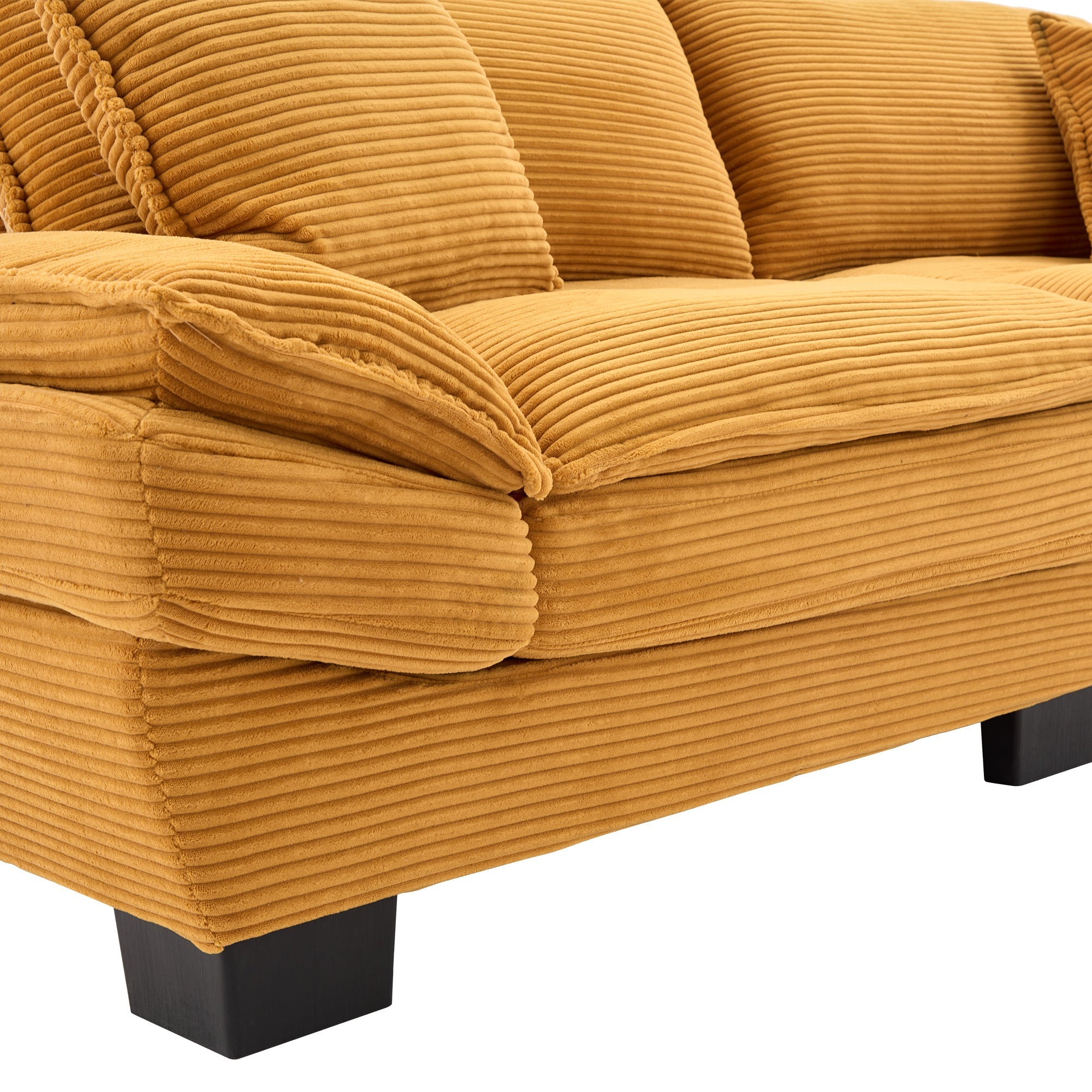 Yellow Corduroy Sofa Sleeper Loveseat with Pillows – Deep Seat