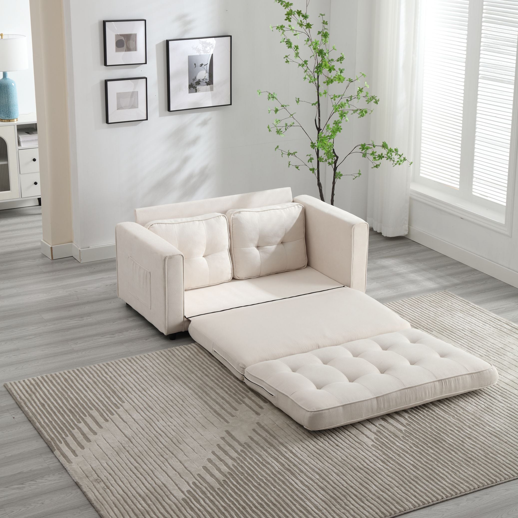 3-Fold Convertible Futon Sofa Bed Space-Saving Loveseat