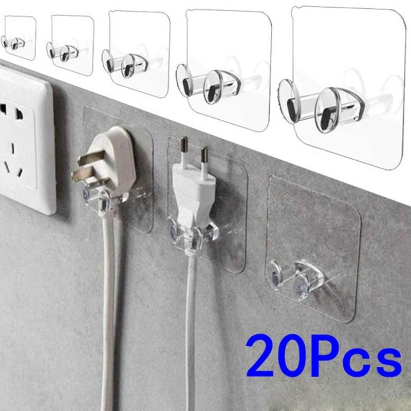 Punch-Free Wall Storage Hooks for Power Plugs – 5/10/20 Pcs