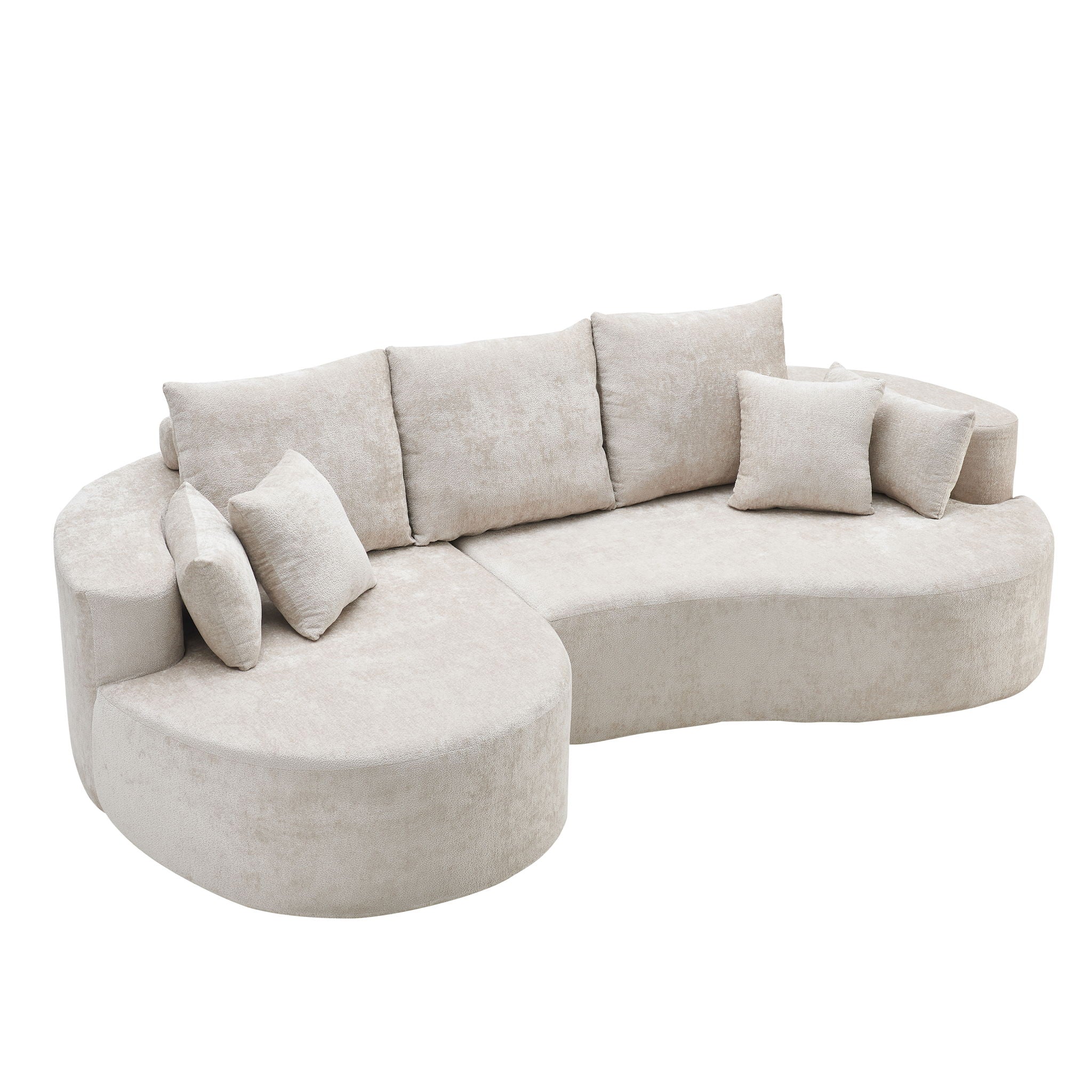 2 Piece Fabric Cloud Curved Sectional Sofa, with Chaise For Living Room