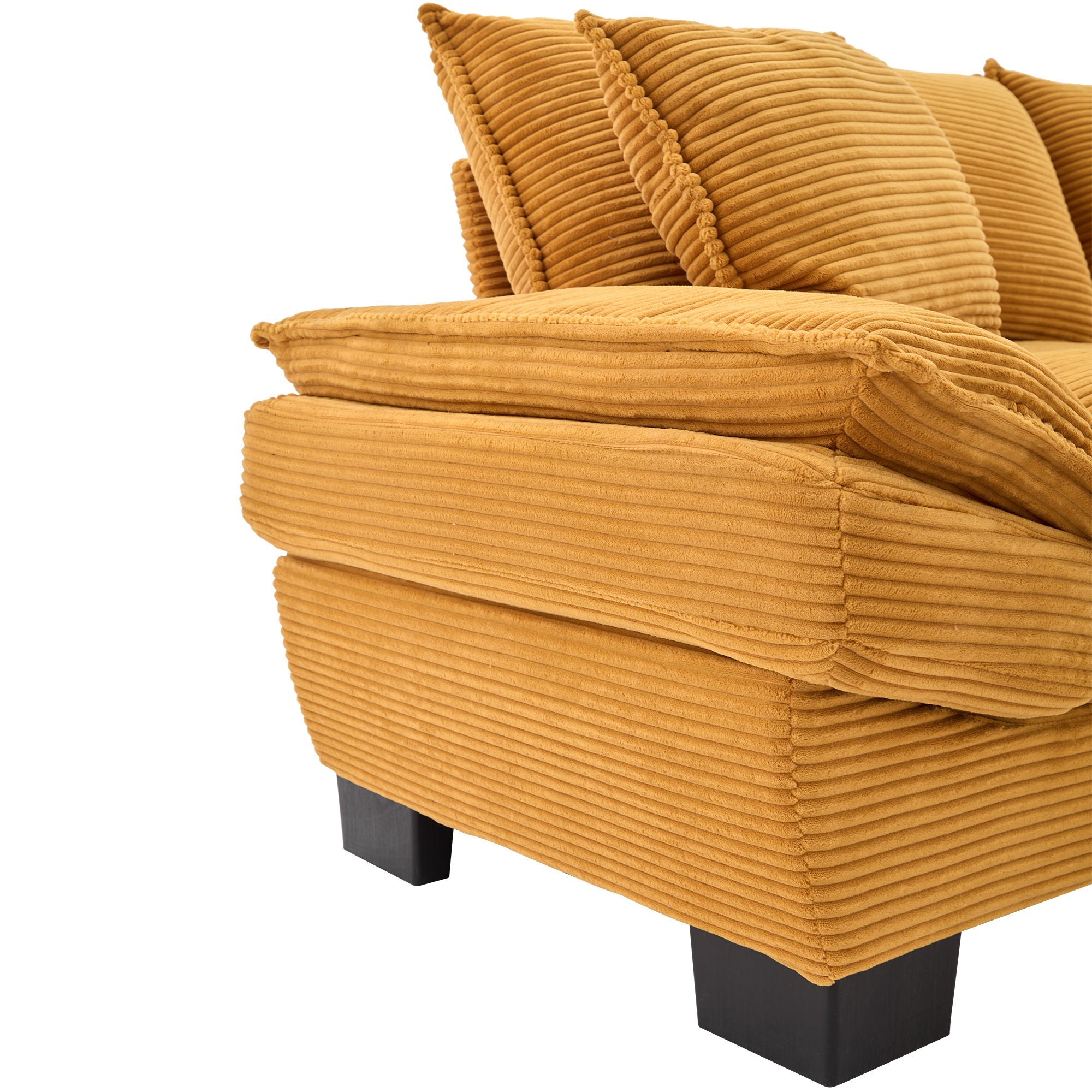 Yellow Corduroy Sofa Sleeper Loveseat with Pillows – Deep Seat