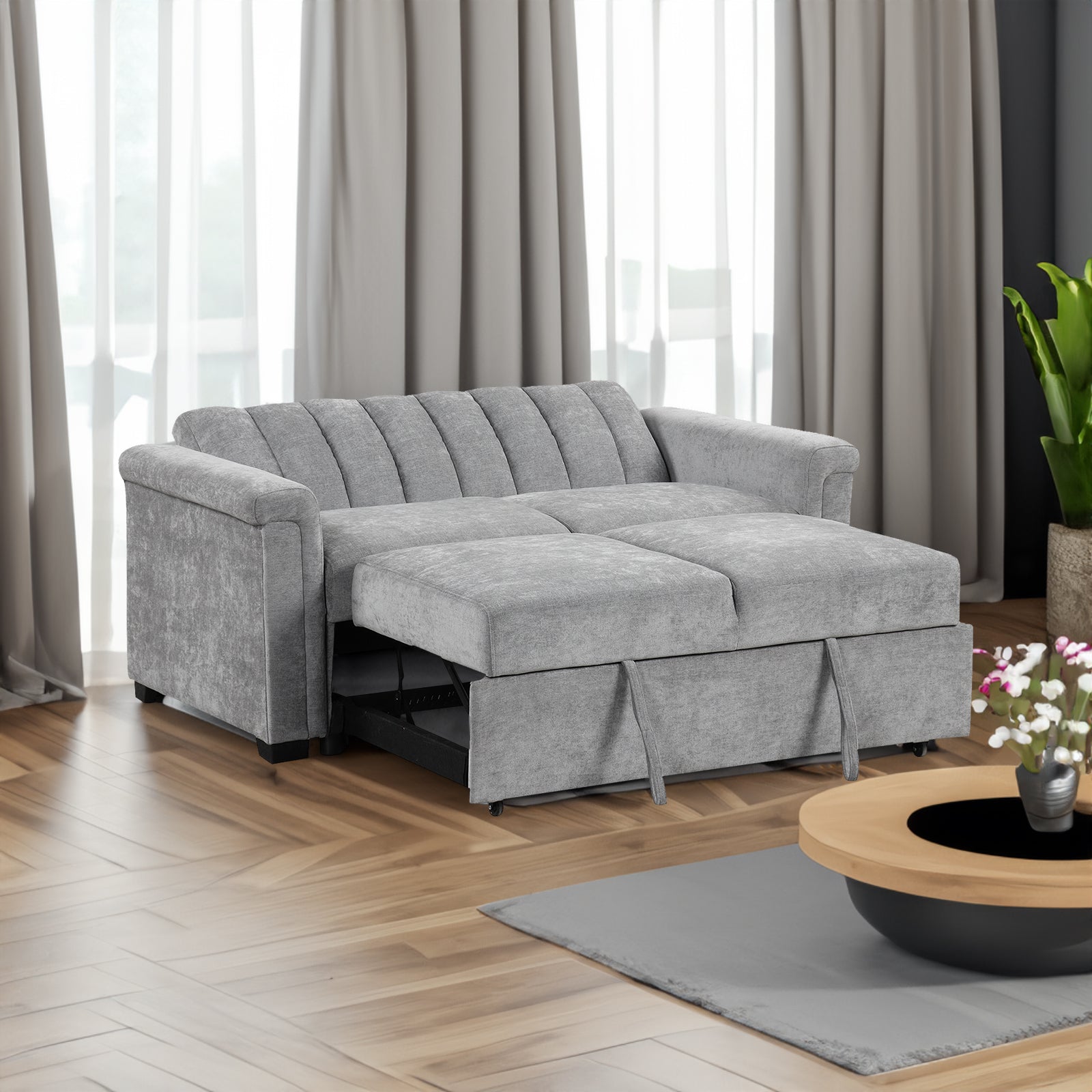 Convertible Soft Cushion Sofa Pull-Out Bed for Two
