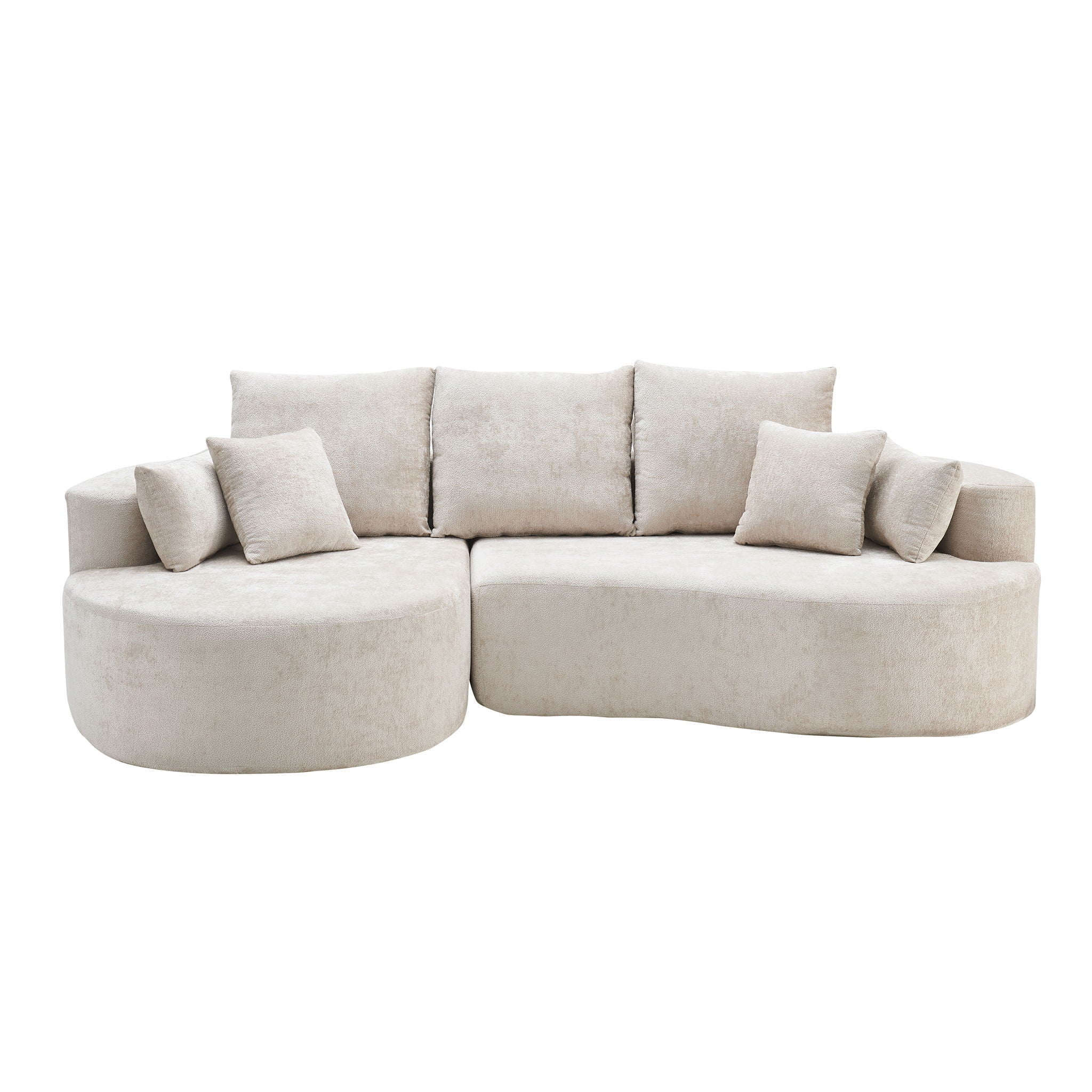 2 Piece Fabric Cloud Curved Sectional Sofa, with Chaise For Living Room
