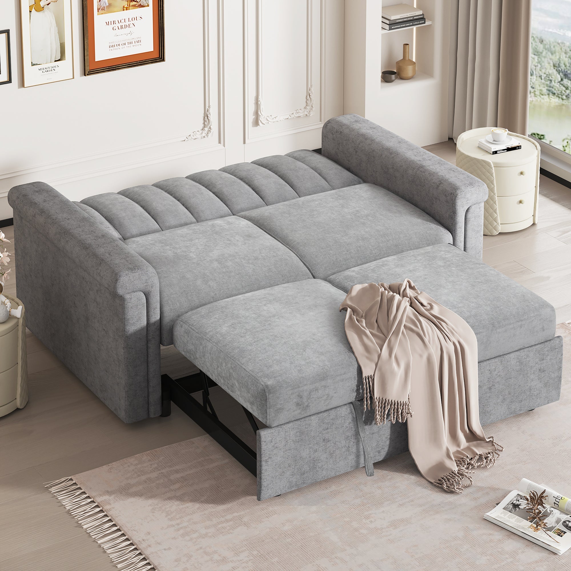 Convertible Soft Cushion Sofa Pull-Out Bed for Two