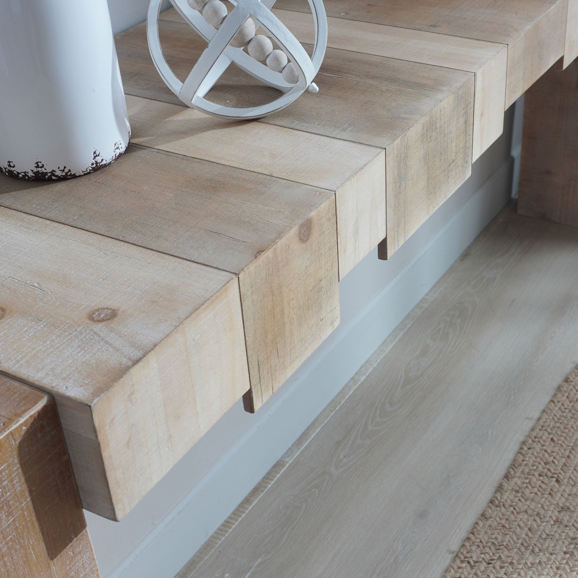 Modern Rustic Console Table, 71' Entryway Table with Sculpted Block Design, Narrow Sofa Table for Hallway, Living Room, Foyer