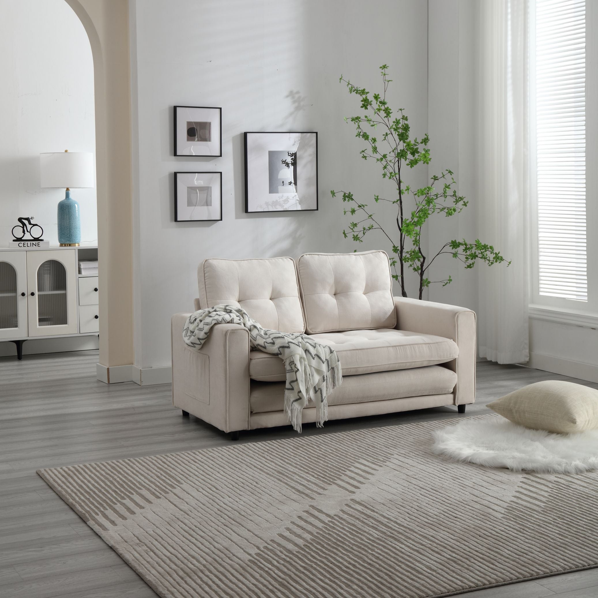 3-Fold Convertible Futon Sofa Bed Space-Saving Loveseat
