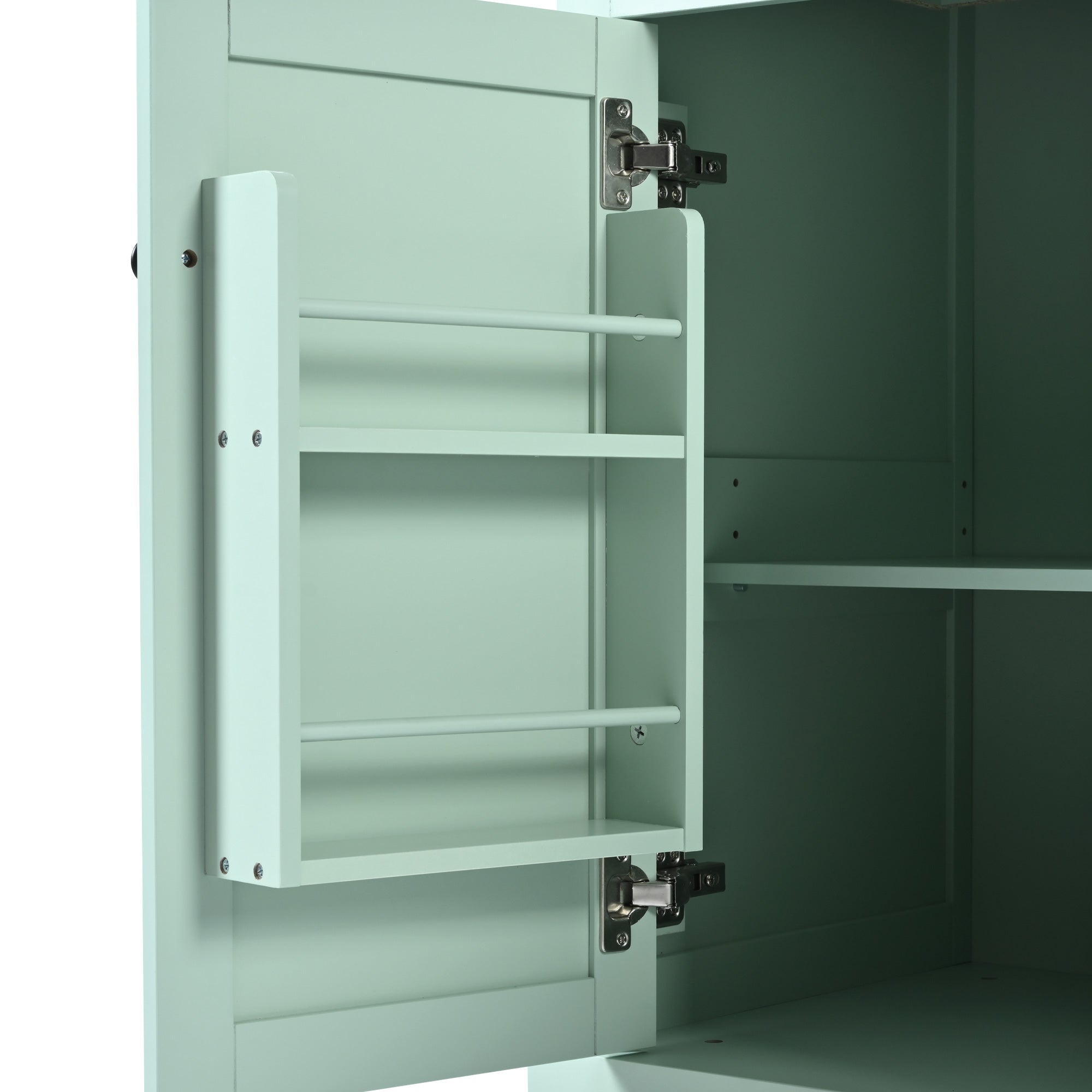 Mint Green Kitchen Trolley with Cabinet and 3 Dining Drawers