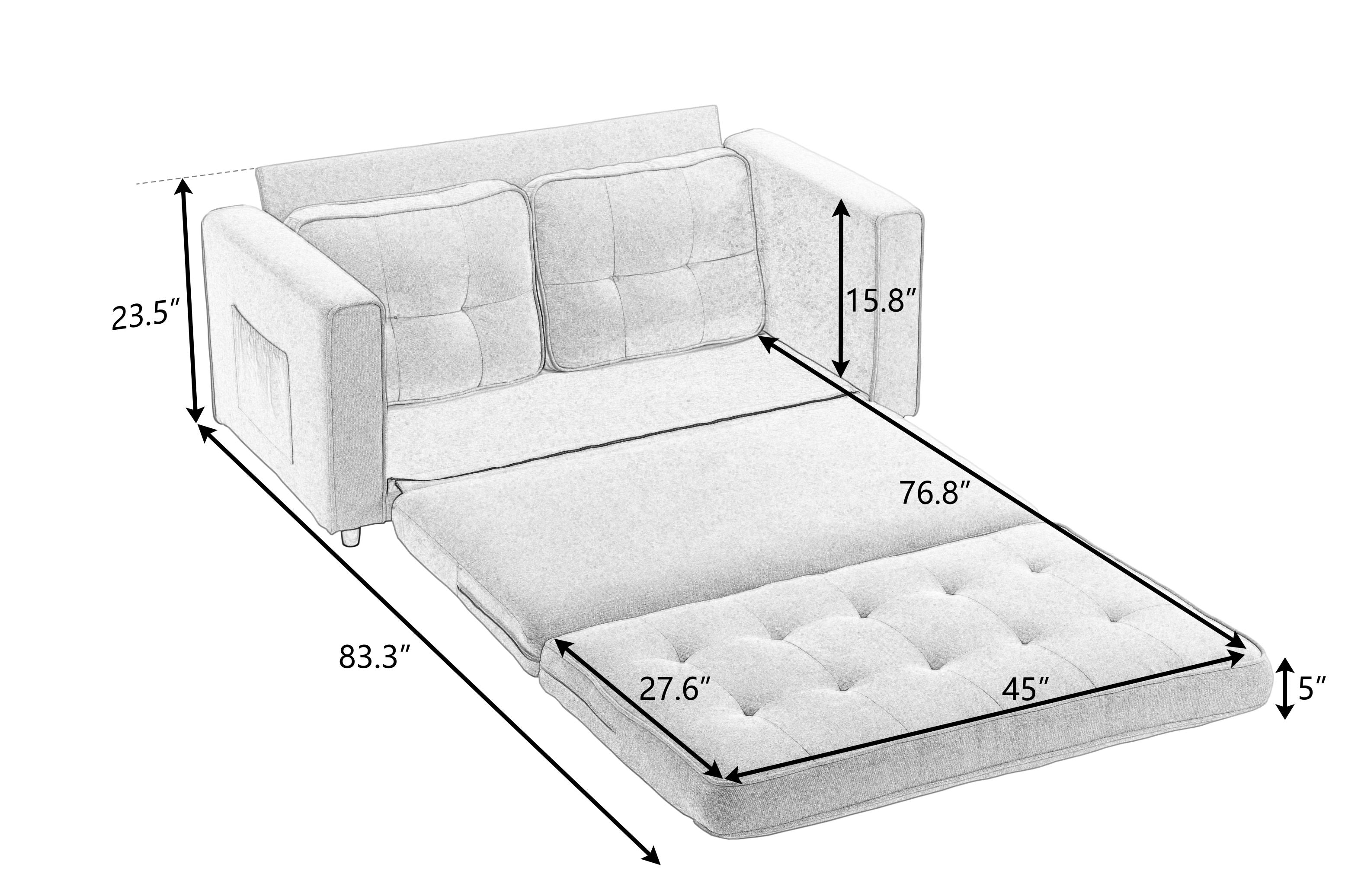 3-Fold Convertible Futon Sofa Bed Space-Saving Loveseat