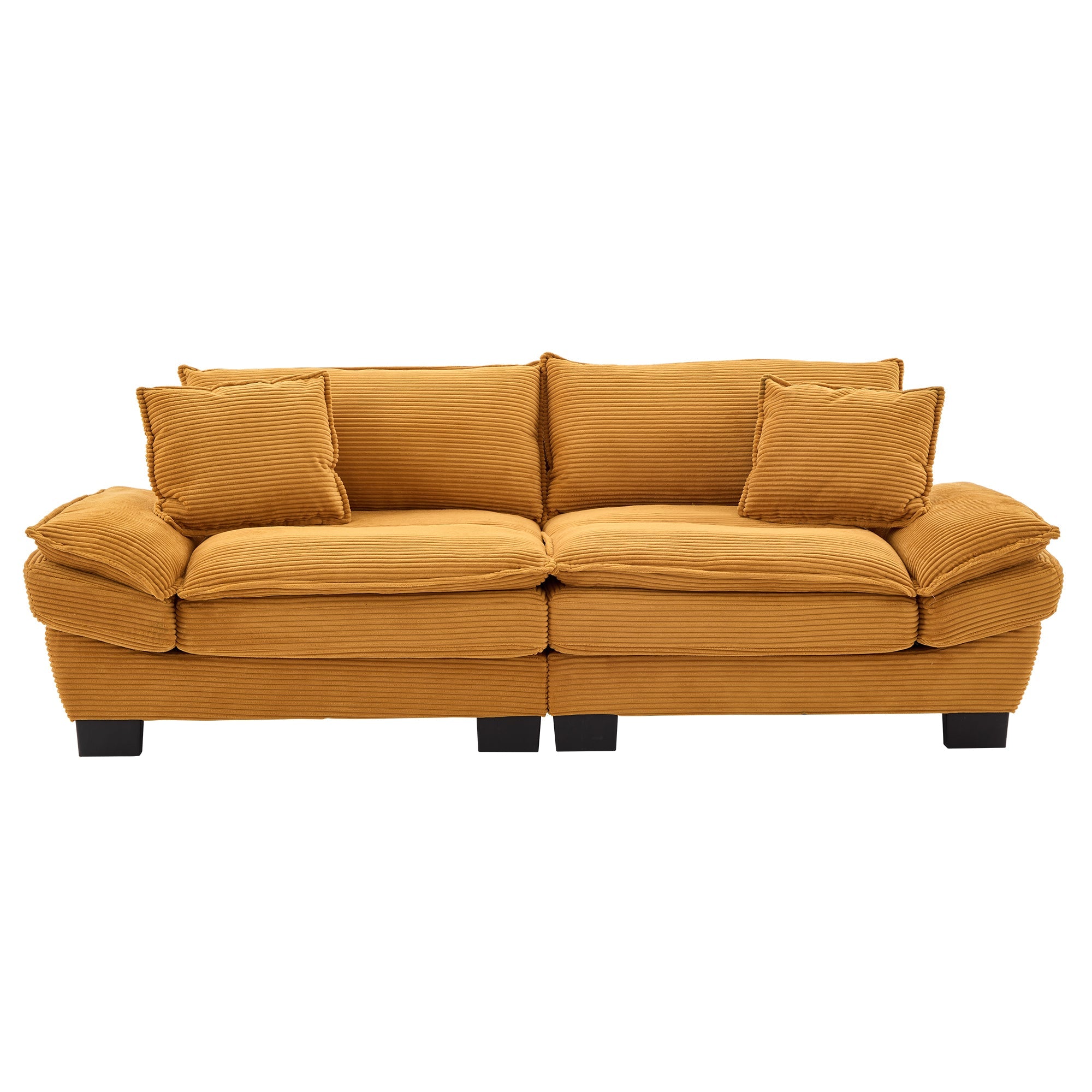 Yellow Corduroy Sofa Sleeper Loveseat with Pillows – Deep Seat