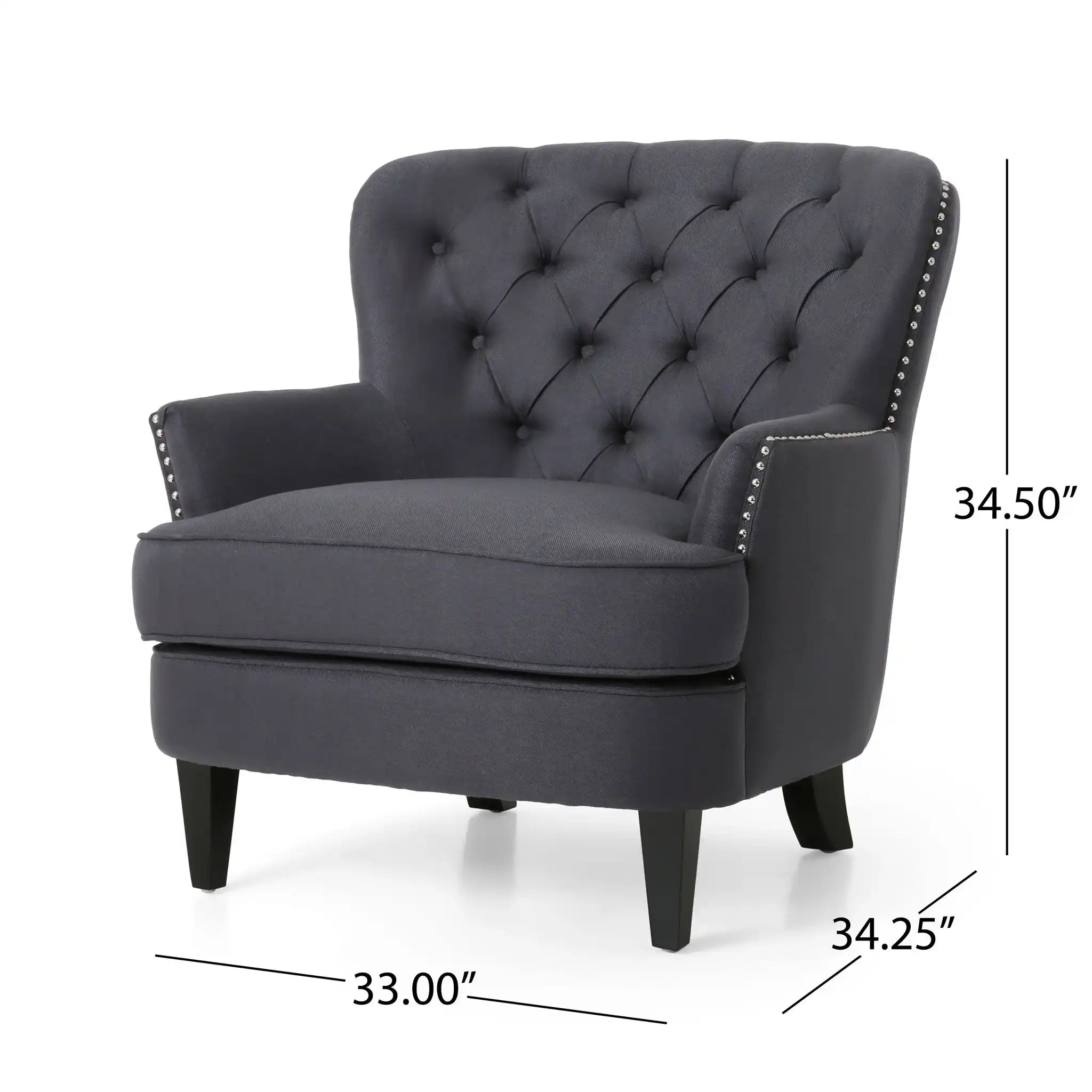 Enchante Living Room Set With Tufted Back Club Chair And Ottoman