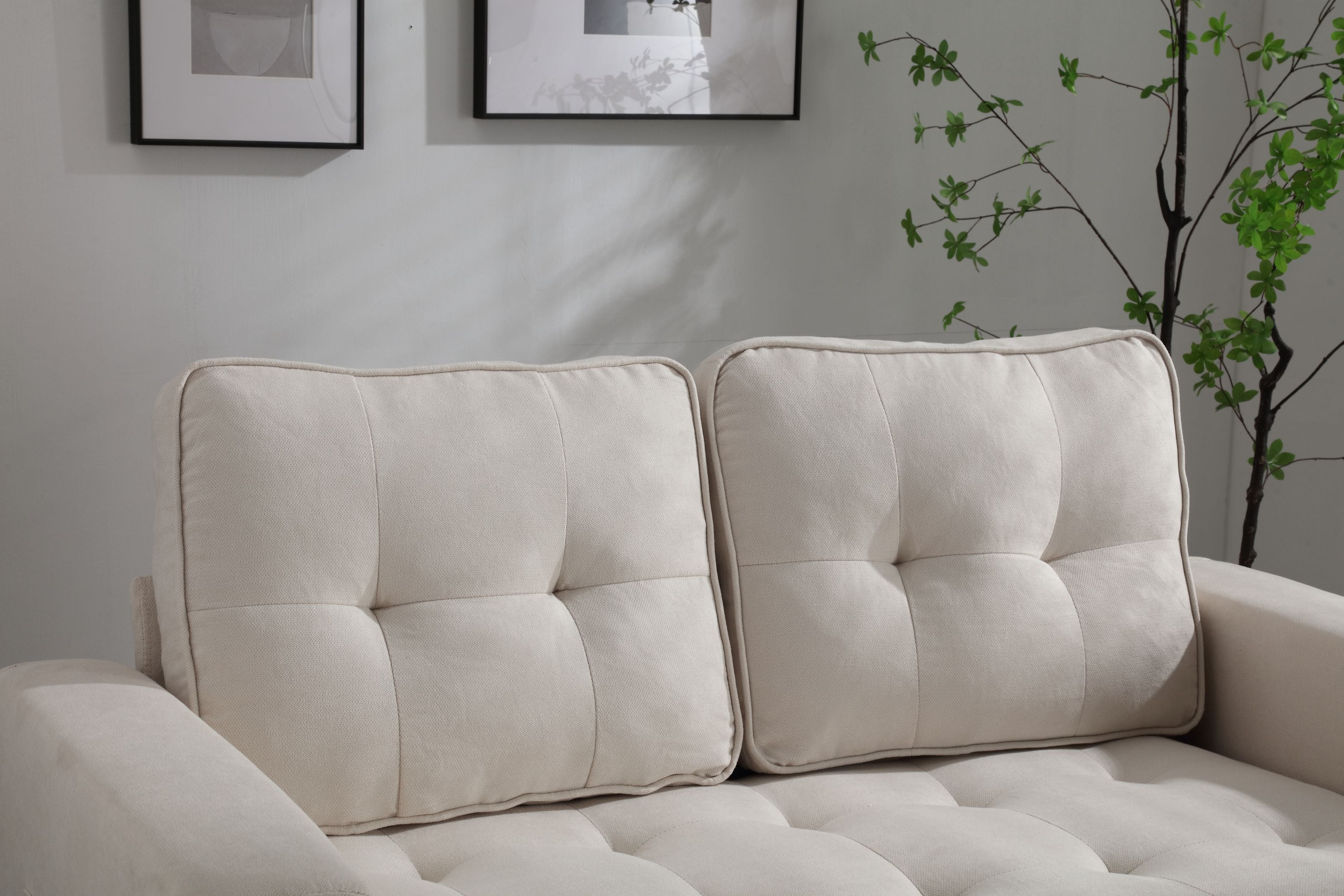 3-Fold Convertible Futon Sofa Bed Space-Saving Loveseat