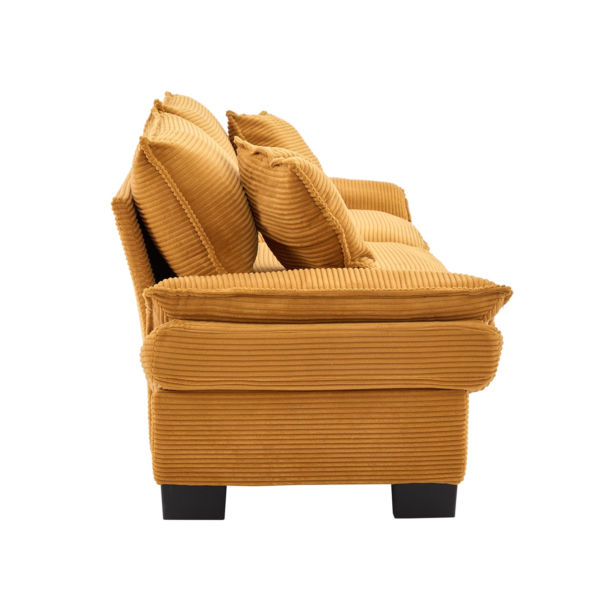 Yellow Corduroy Sofa Sleeper Loveseat with Pillows – Deep Seat