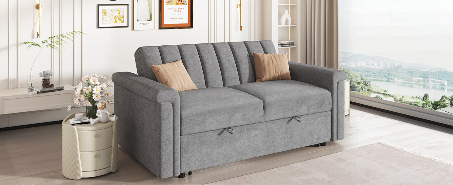 Convertible Soft Cushion Sofa Pull-Out Bed for Two