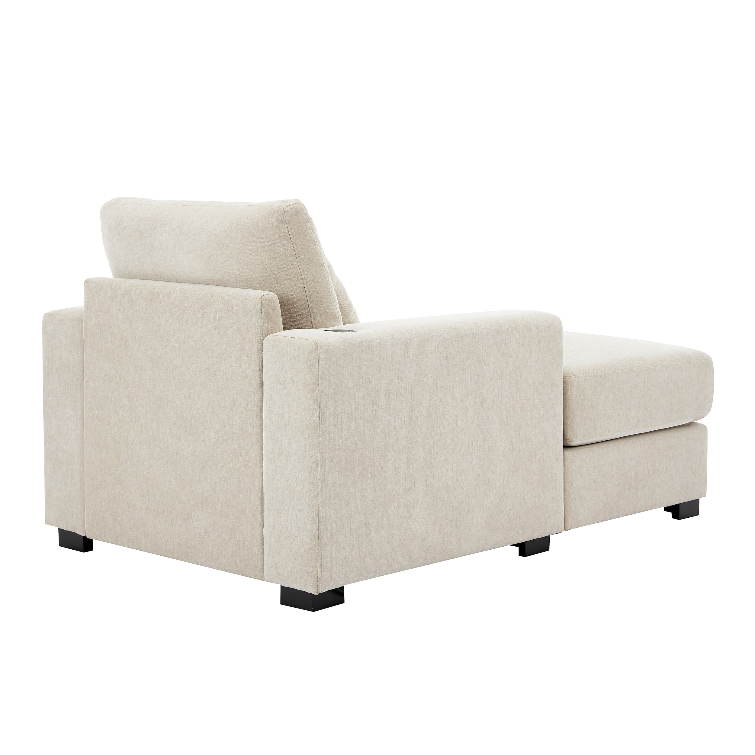39.7" Oversized Chenille Chaise Lounger Sofa with Pillows & Cup Holders