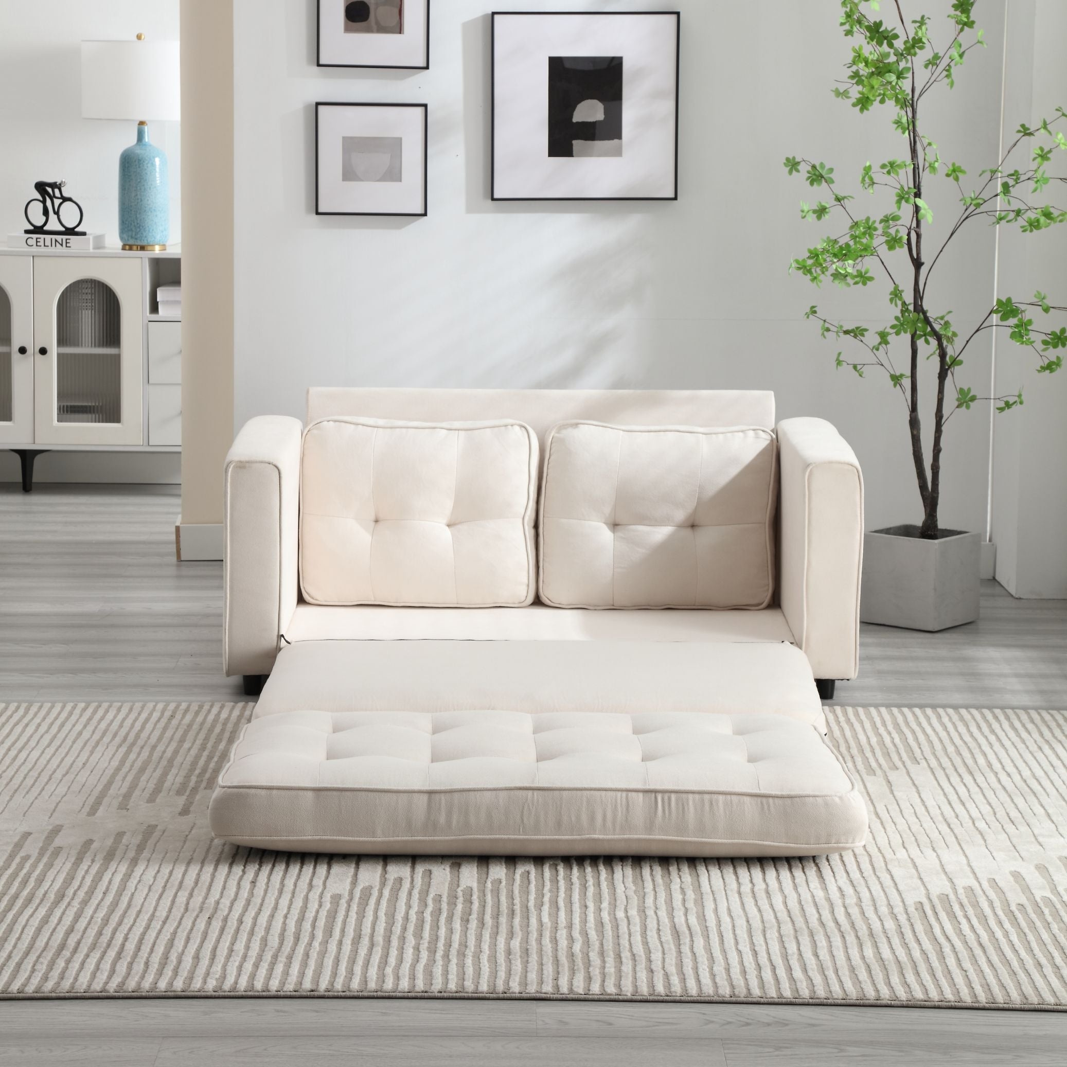 3-Fold Convertible Futon Sofa Bed Space-Saving Loveseat