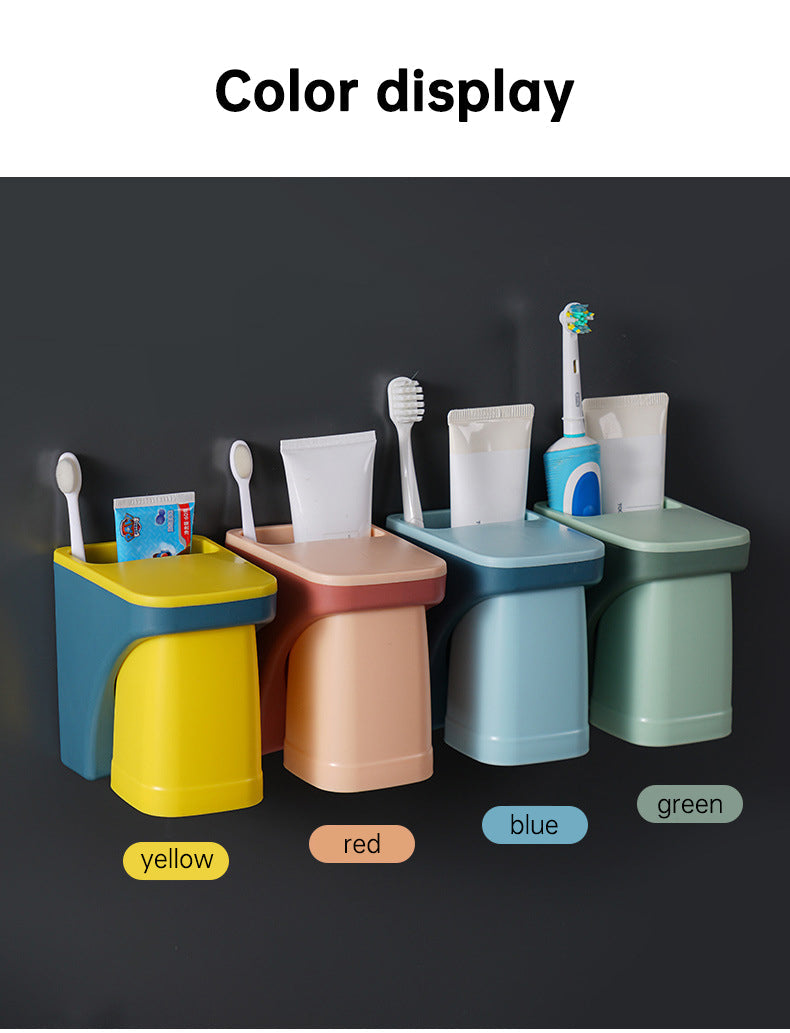 Magnetic Toothbrush Holder with Cup Bathroom Toiletries Storage Rack Wall