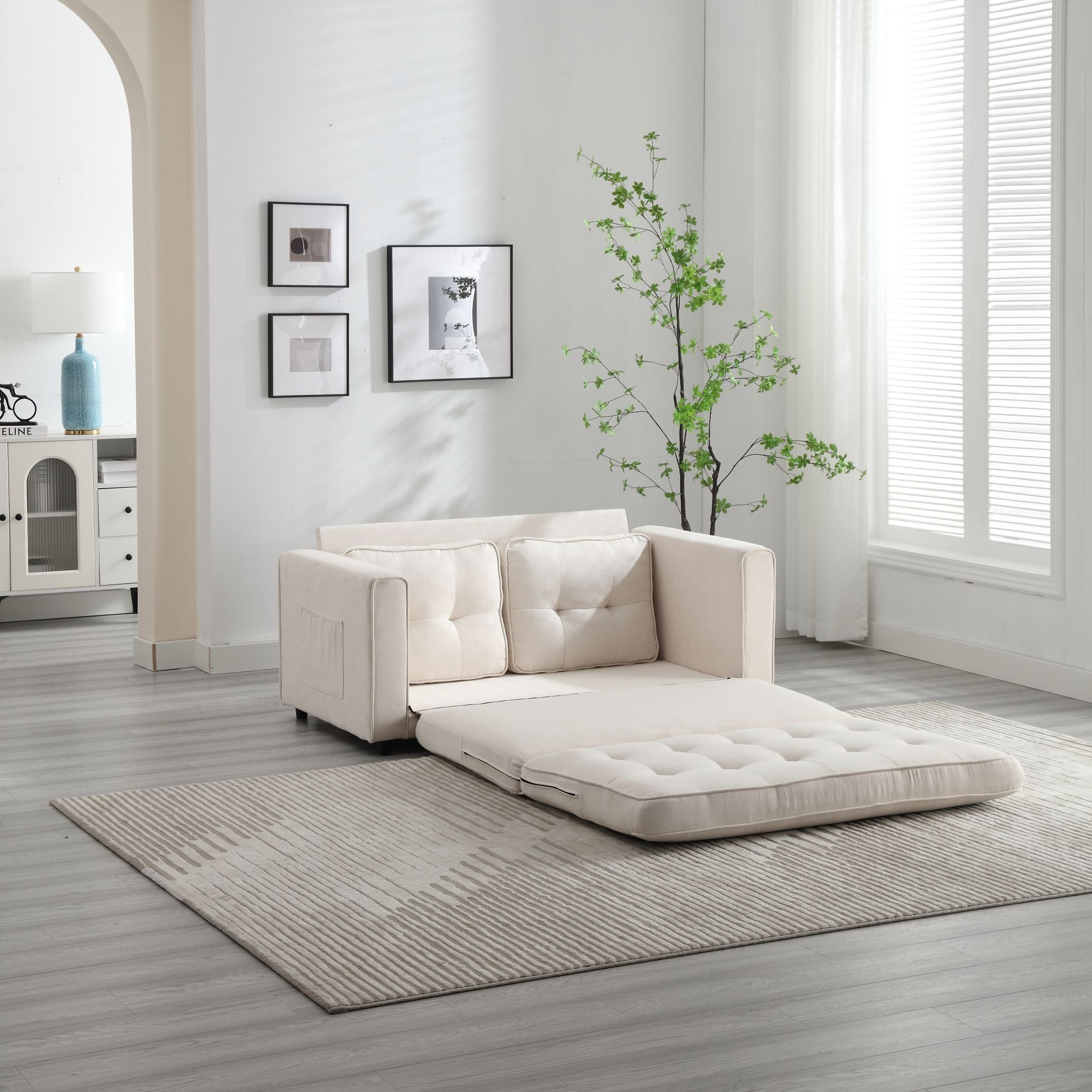 3-Fold Convertible Futon Sofa Bed Space-Saving Loveseat