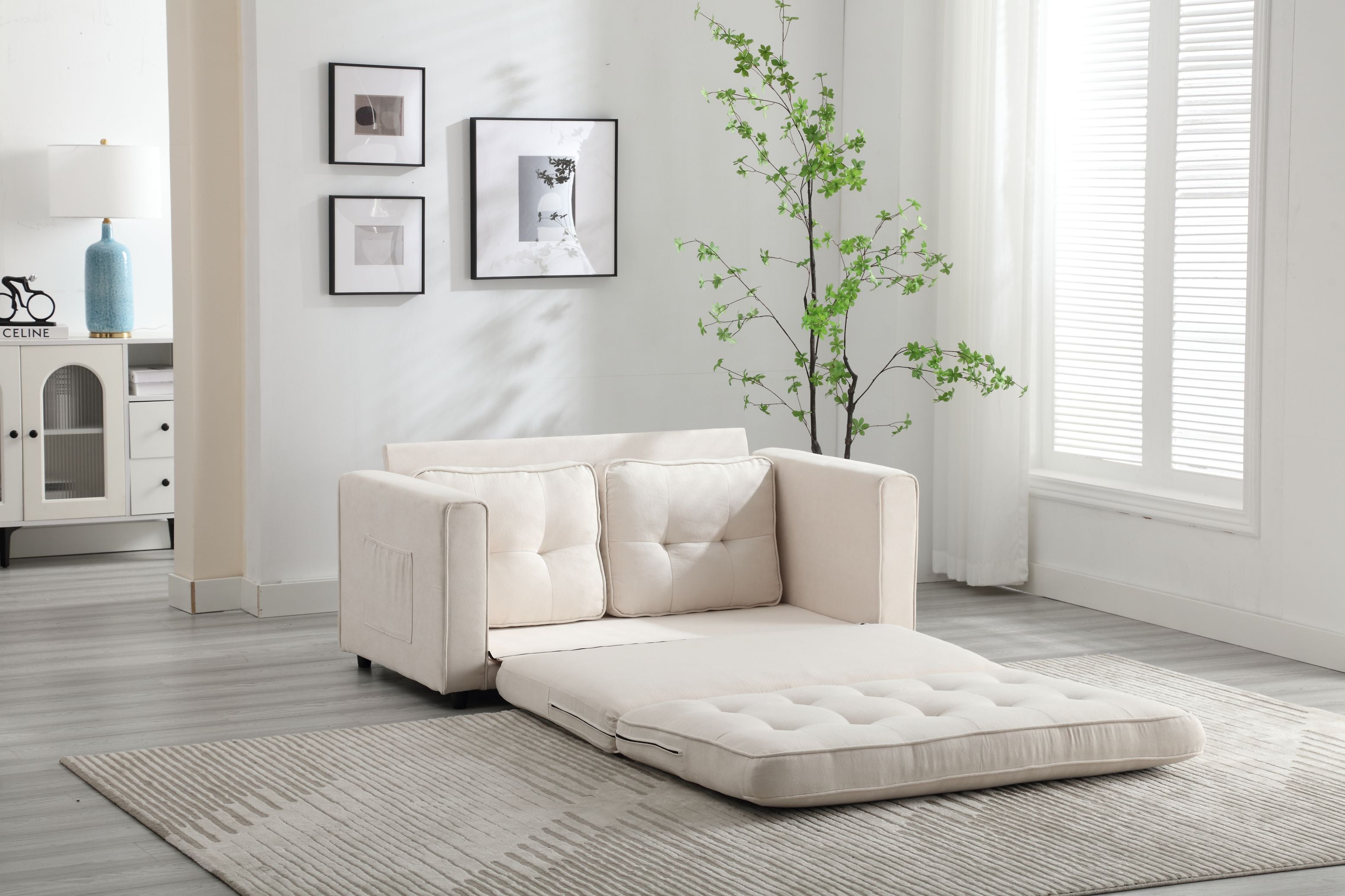 3-Fold Convertible Futon Sofa Bed Space-Saving Loveseat